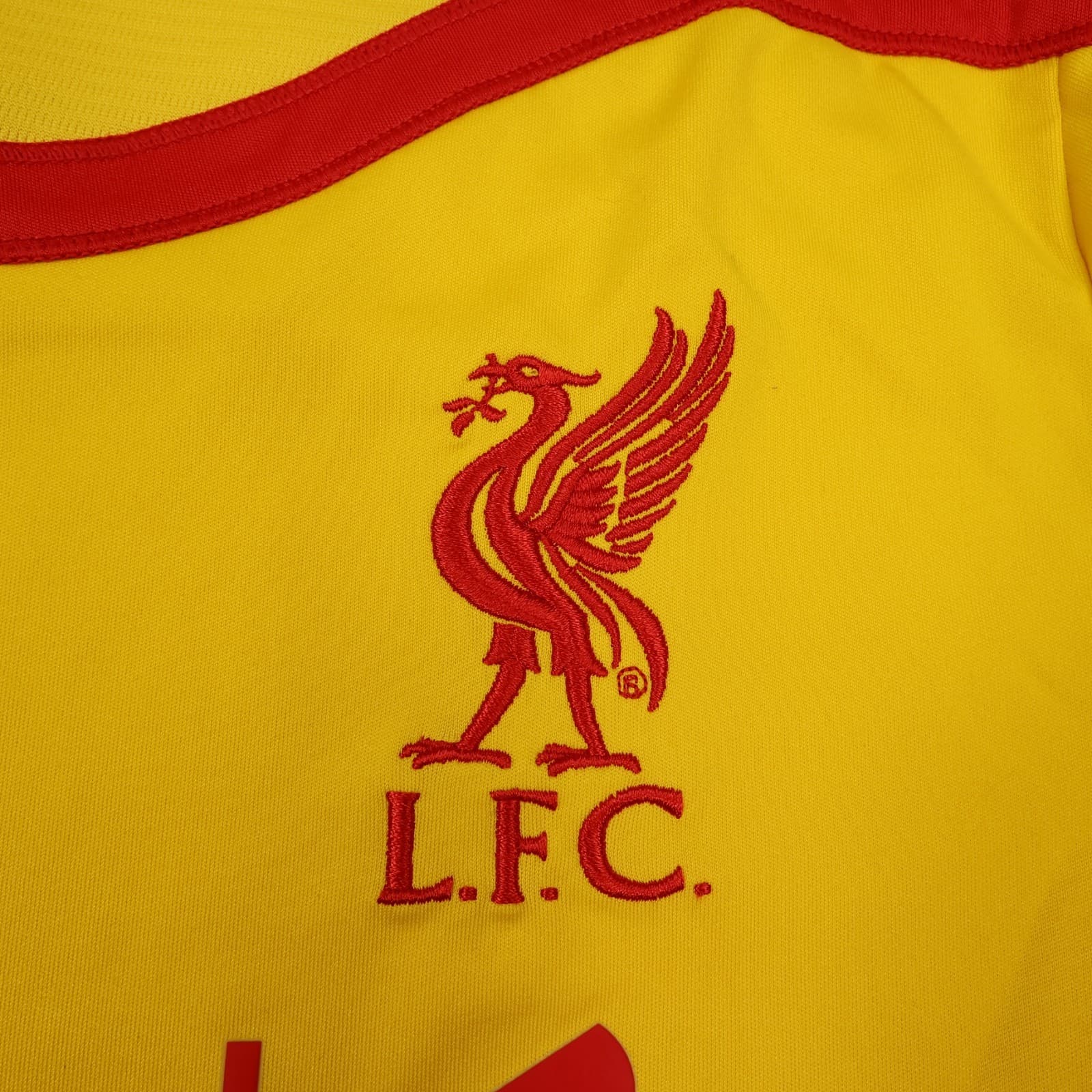 Liverpool Shirt Large Yellow Away Kit 2014 2015 Warrior Soccer Jersey photo 6