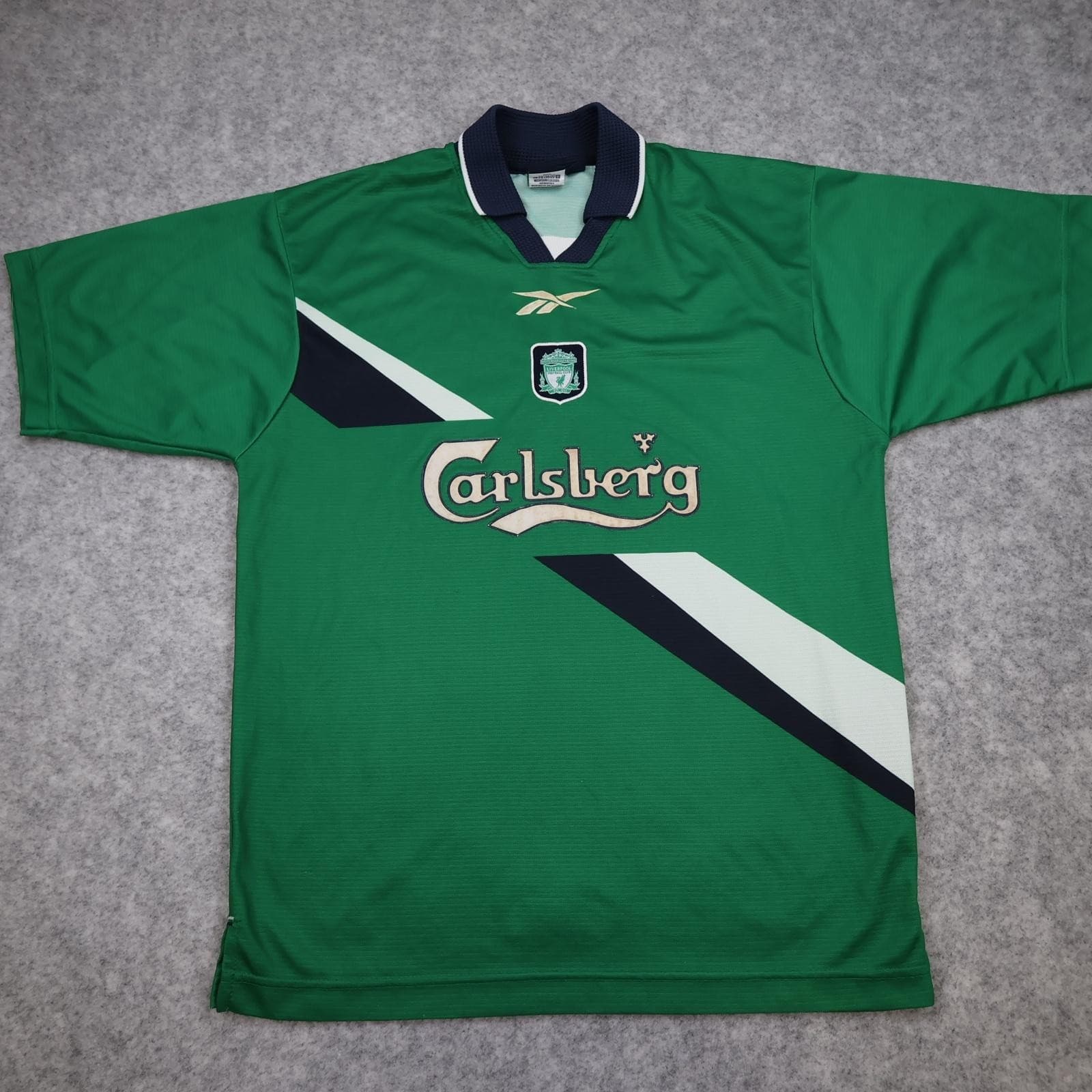 Vintage Liverpool Away Shirt Mens Small Green 1999 2001 Reebok Carlsberg