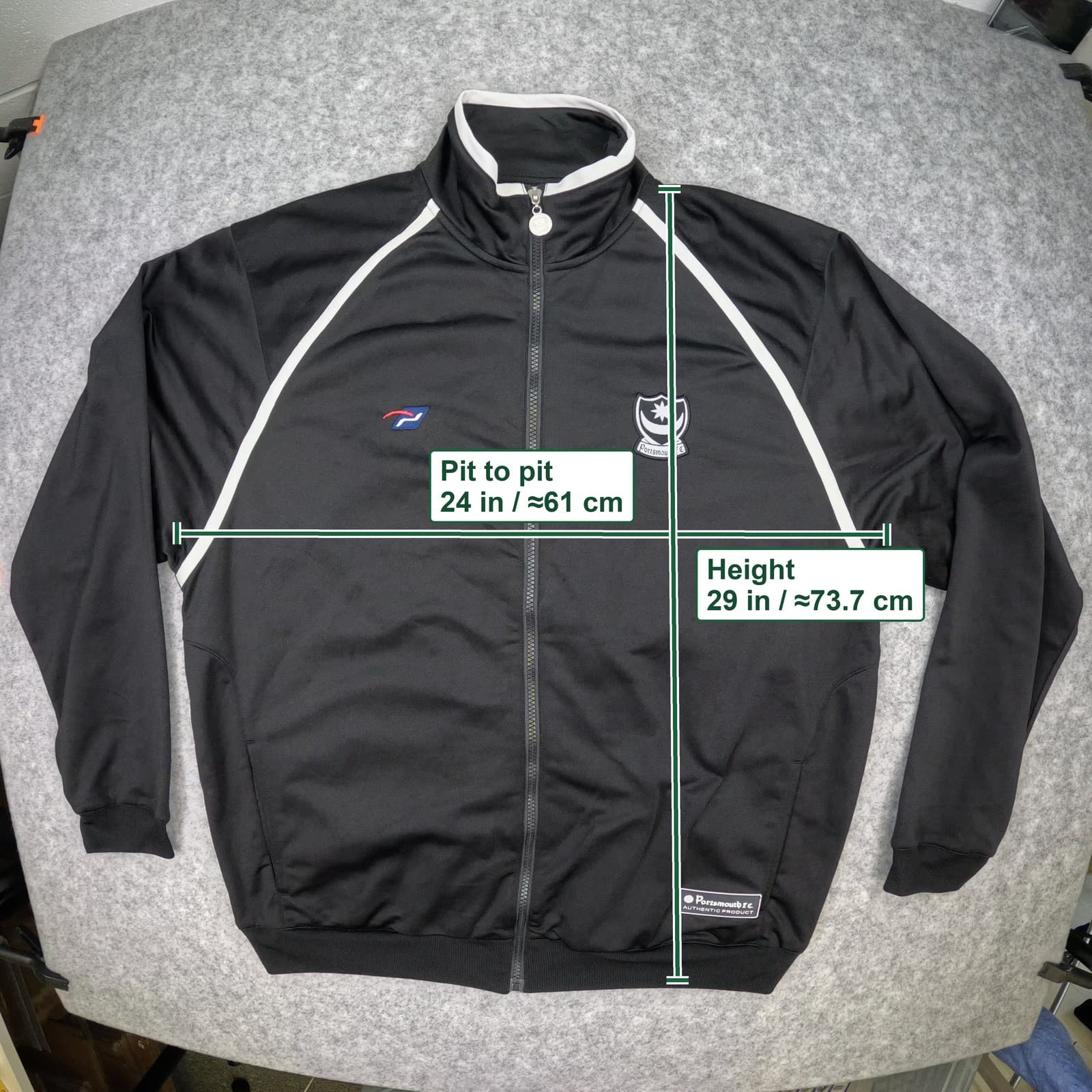 Portsmouth Football Jacket Extra Large Black 2002 2003 Sport Tracksuit Zipped photo 3