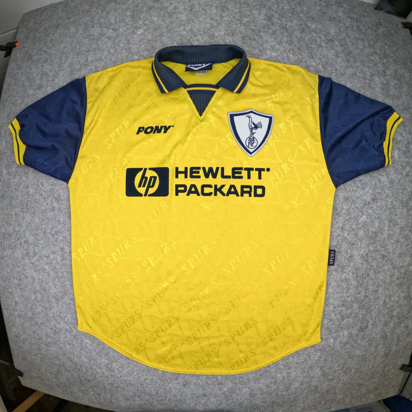 Vintage Tottenham Hotspur Football Shirt Large Yellow Away 1996 1997 PONY