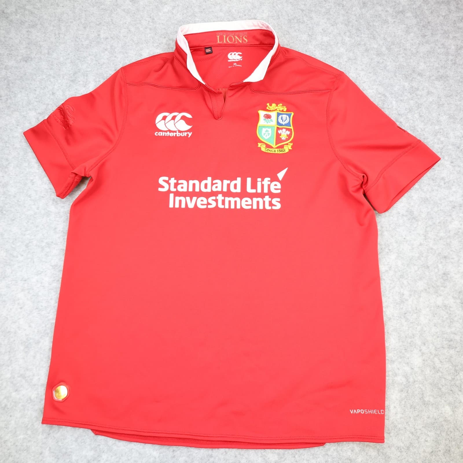 British & Irish Lions Shirt Mens XL Red Rugby Union Jersey Canterbury Vaposhield