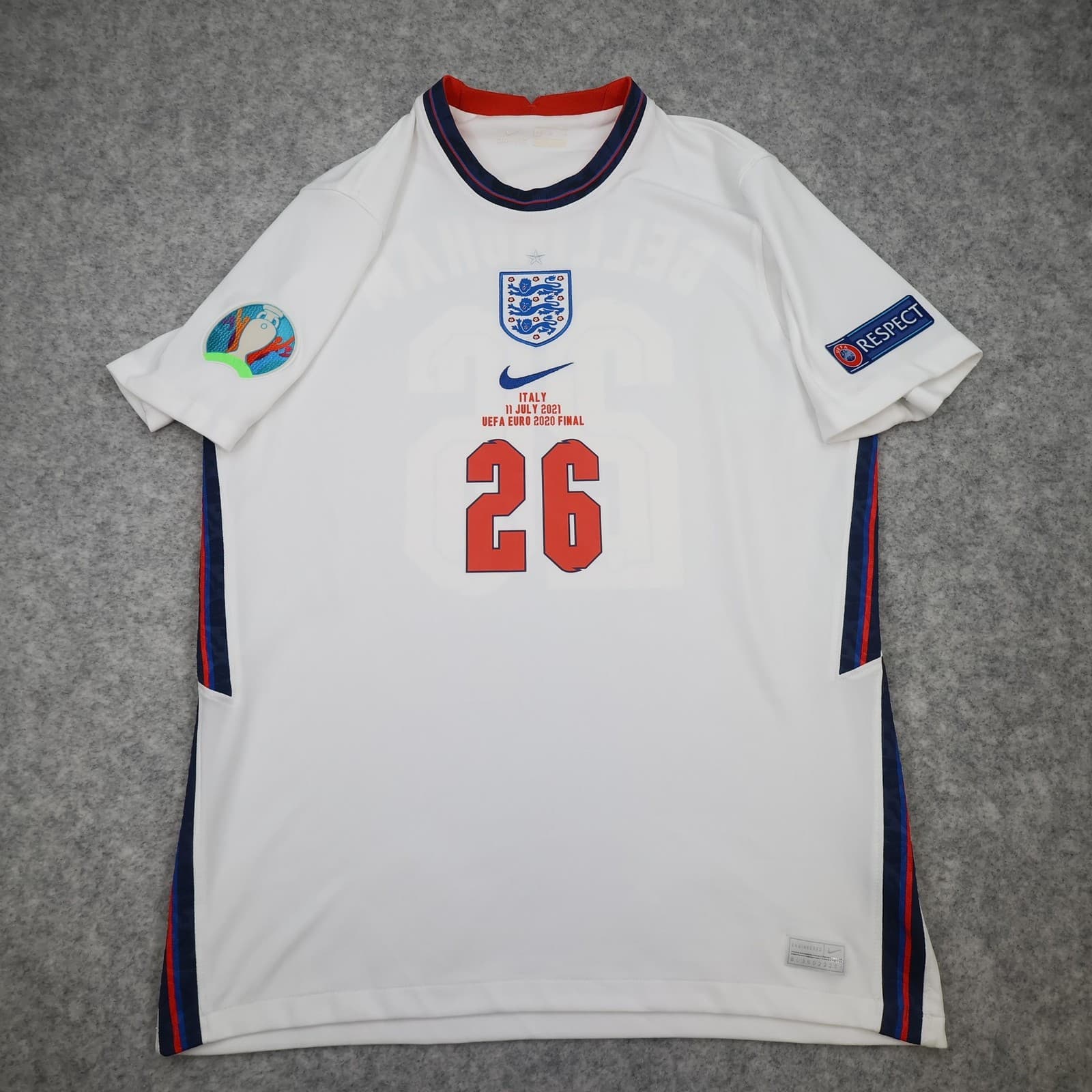 England Home Shirt Mens Large White Euro 2020 2021 Final Nike Bellingham 26 photo 2