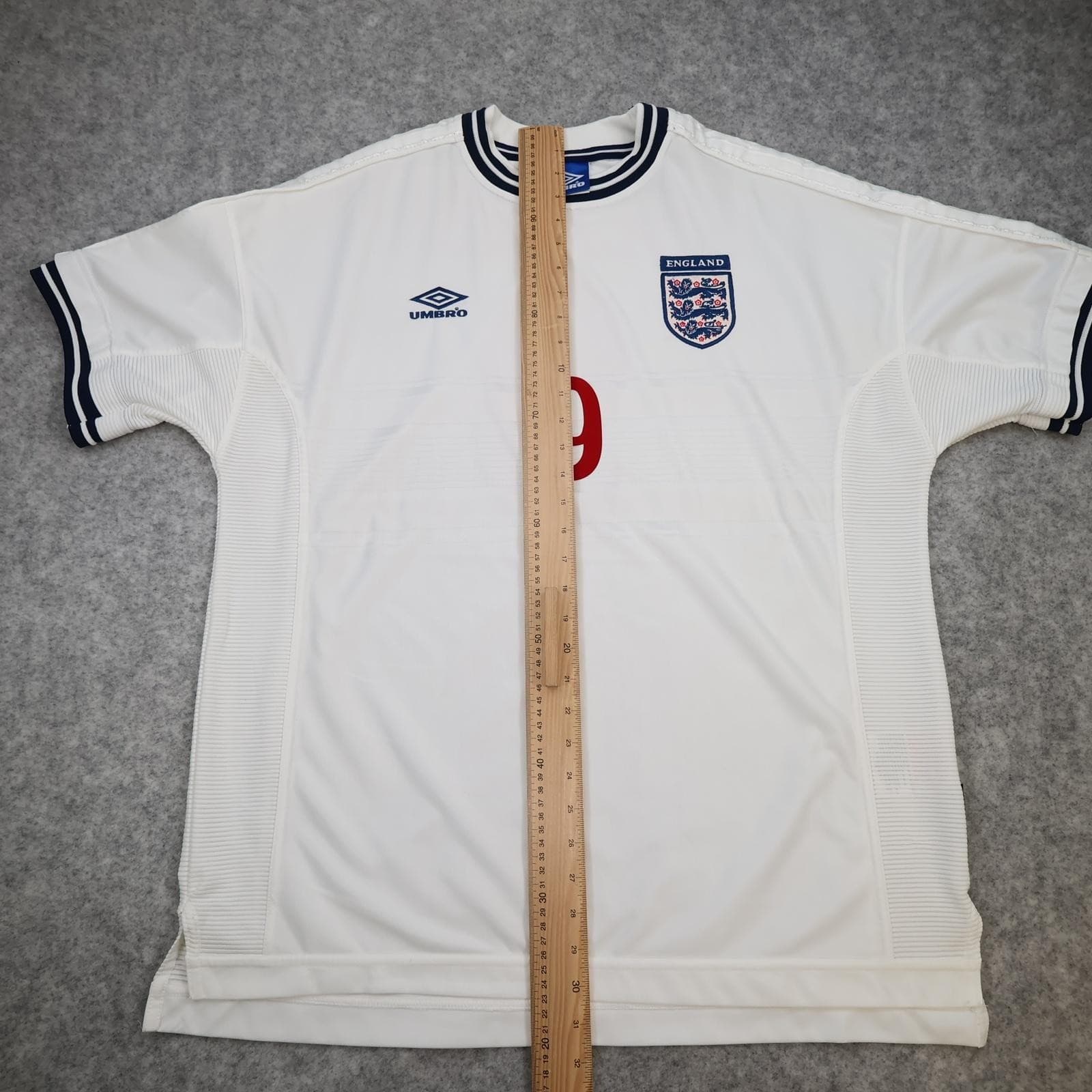 Vintage England Home Shirt Mens 2XL White 1999 2001 Football Umbro Shearer 9 photo 15