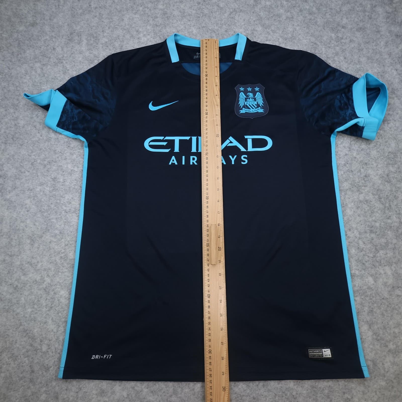 Manchester City Shirt Mens Large Blue Away 2015 2016 Football Nike Soccer Jersey photo 14