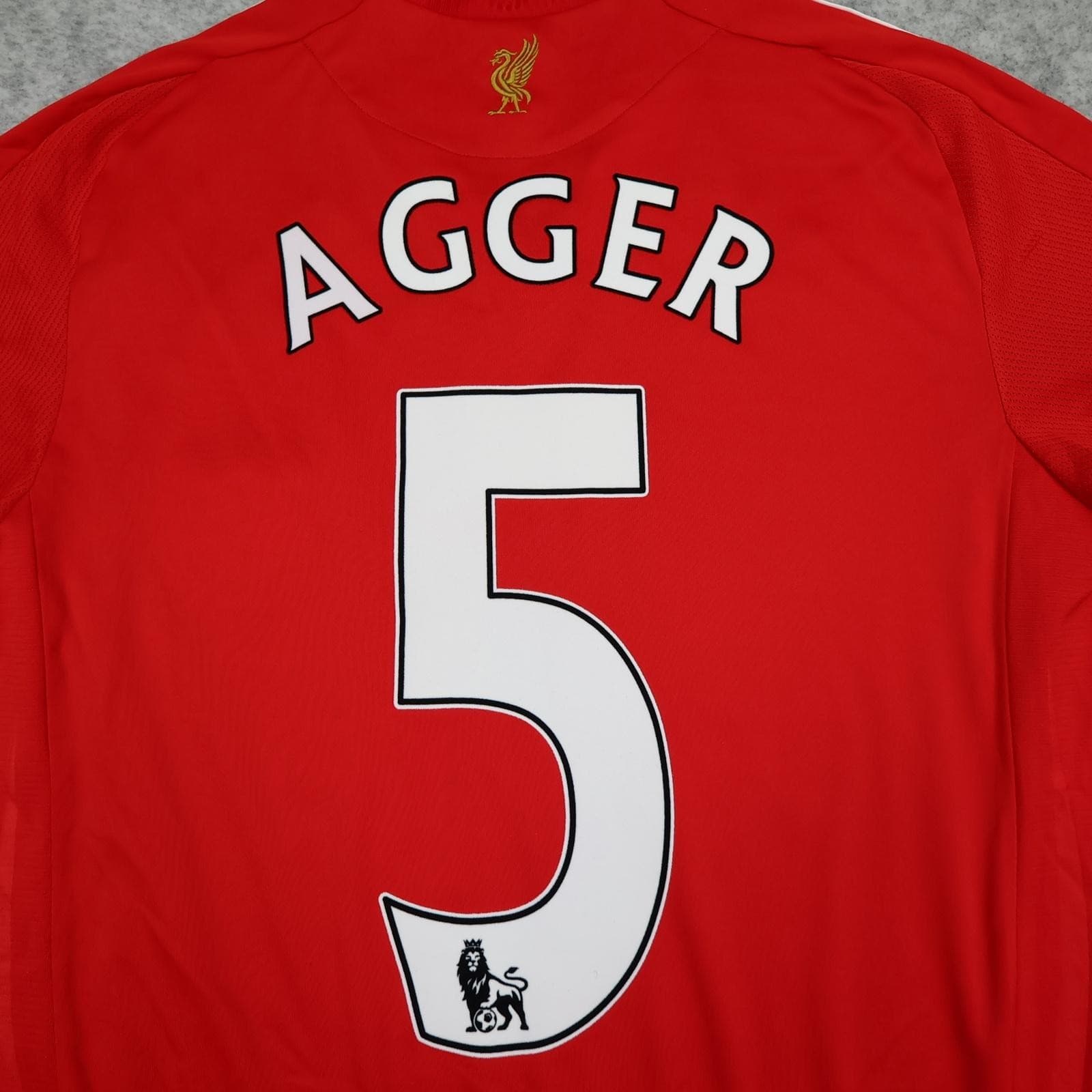 Liverpool Shirt Mens Medium Red Home 2008 2010 Football Adidas Agger 5 Jersey photo 3