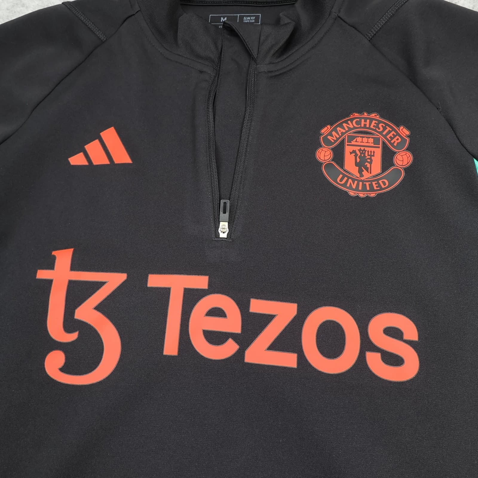 Manchester United Training Top Mens Medium Black EPL Football Adidas Tezos 22 23 photo 2