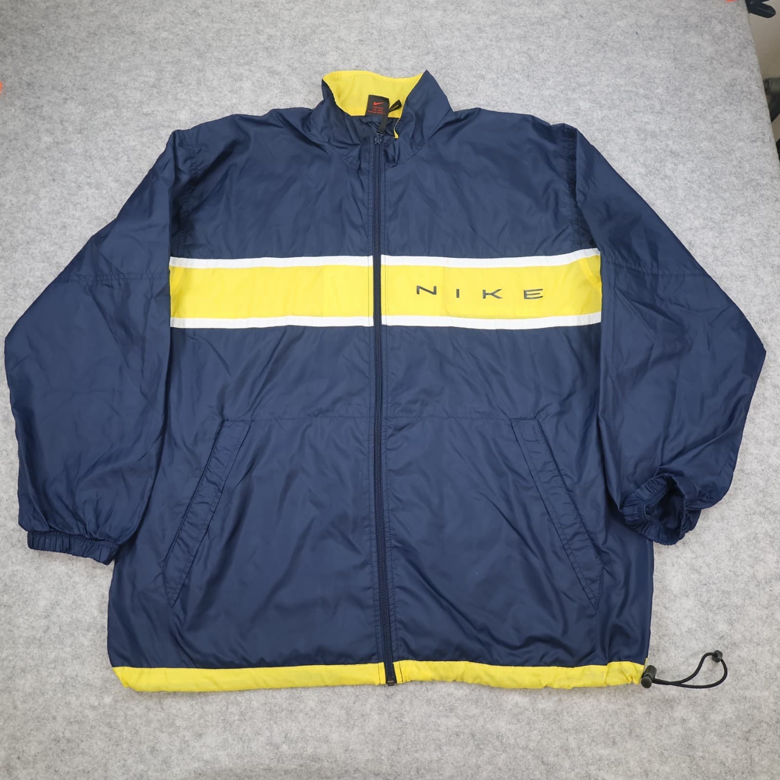 Vintage Nike Jacket Extra Large Navy Yellow Waterpoof Coat 90's Windbreaker