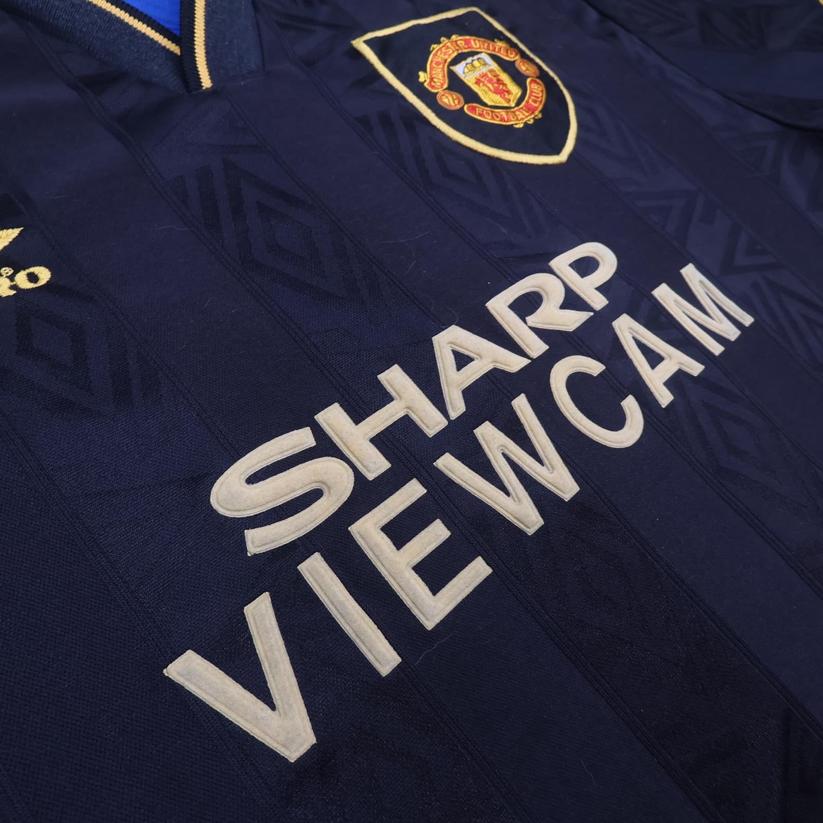 Vintage Manchester United Shirt Mens XL Black Away 1993 1995 Sharp Jersey photo 6