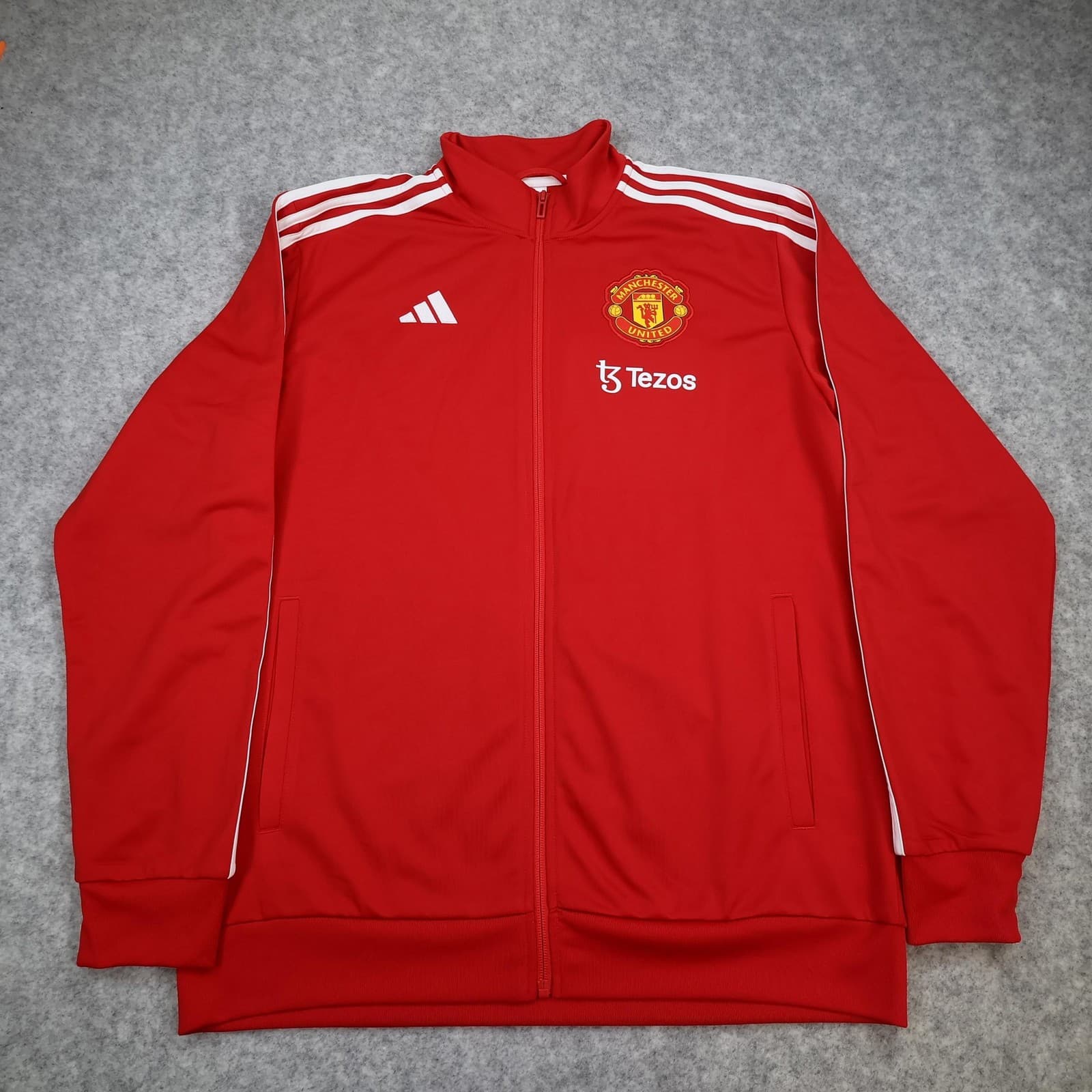 Manchester United Jacket Mens Large Red 2023 2024 Adidas Tezos Track Top