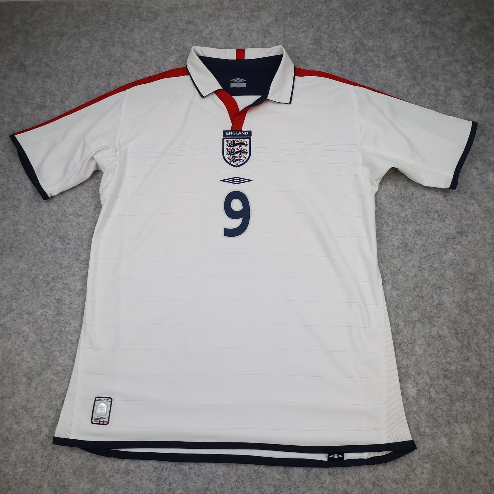 England Home Shirt Mens Large White 2005 2007 Soccer Umbro Rooney 9 Jersey photo 2