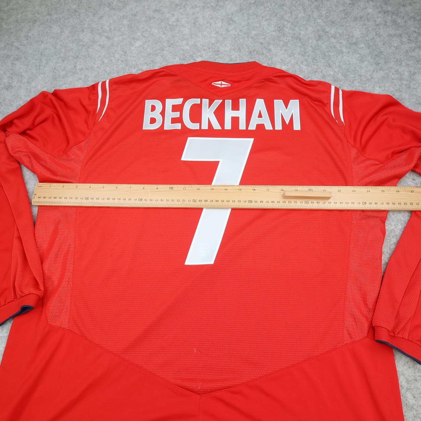 England Away Shirt Mens 2XL Red 2004 2006 Football Umbro Beckham 7 Soccer Jersey photo 11