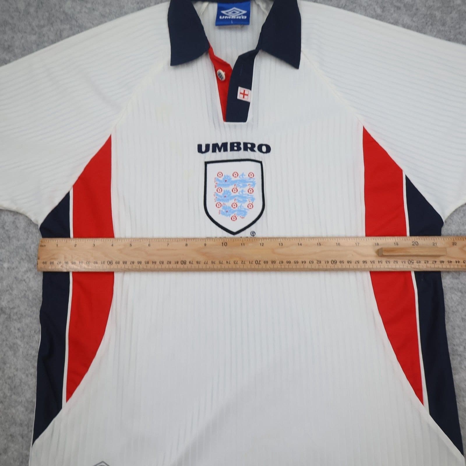 England Football Shirt Large White Home Kit Umbro 1998 Soccer Jersey World Cup photo 9