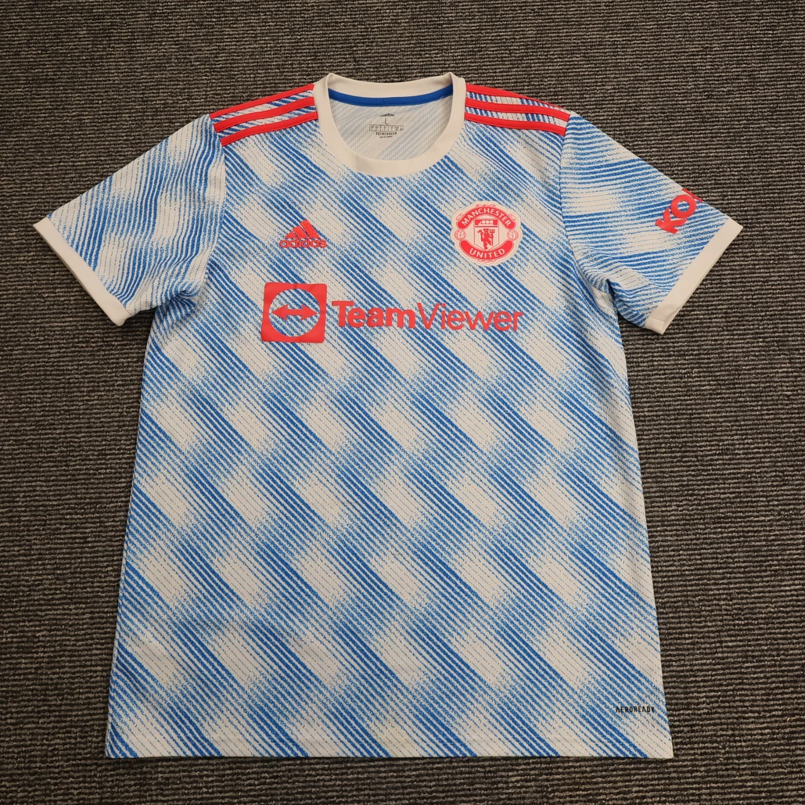 Manchester United Shirt Large Blue Away Kit 2021 2022 Adidas Soccer Jersey