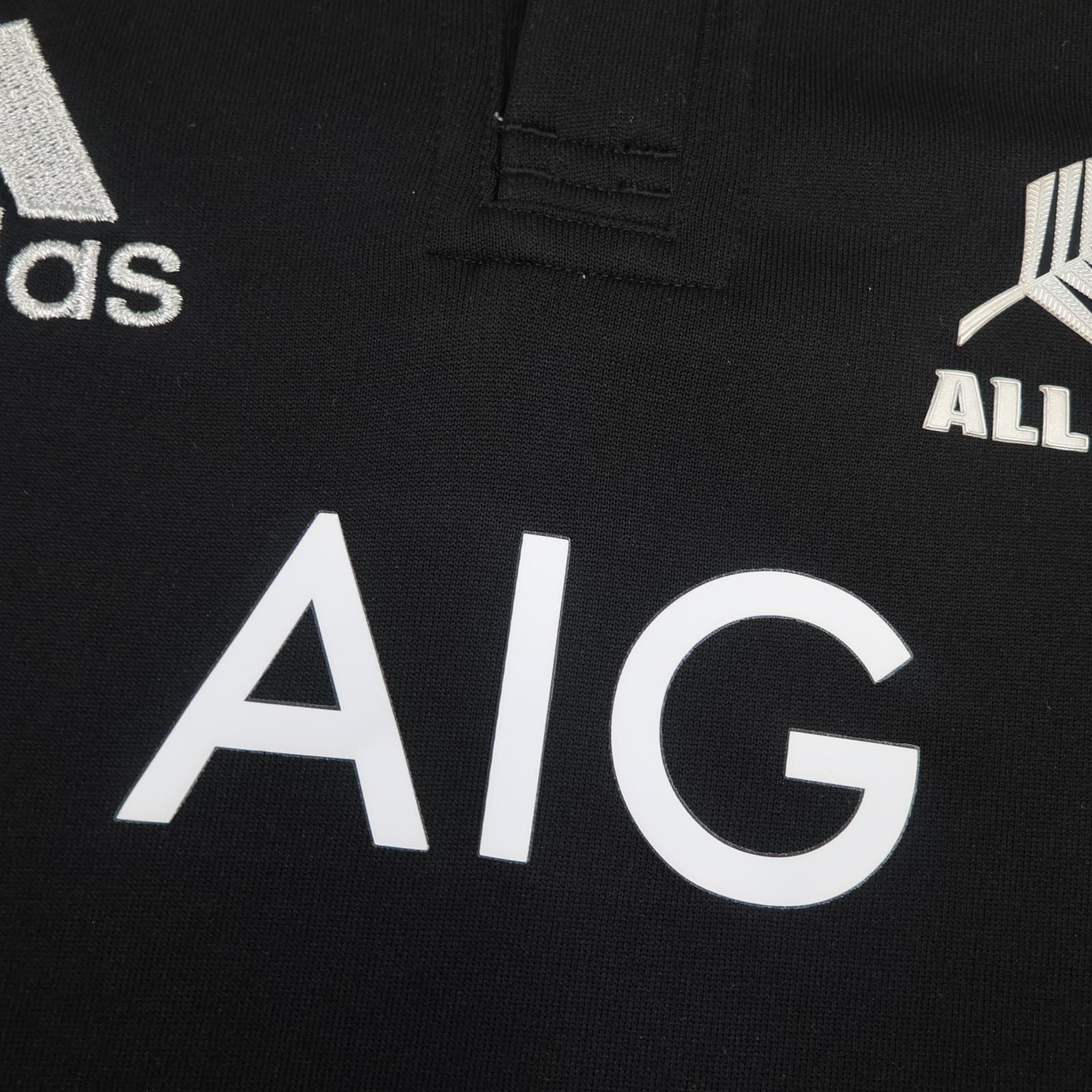 New Zealand All Blacks Shirt Mens Medium Black Rugby Adidas AIG 2013 2014 Jersey photo 5