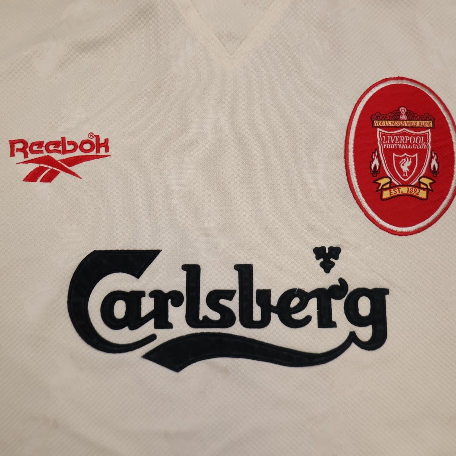 Vintage Liverpool Shirt 2XL Beige Away Kit 1996 1997 Reebok Jersey 46/48 90s photo 4