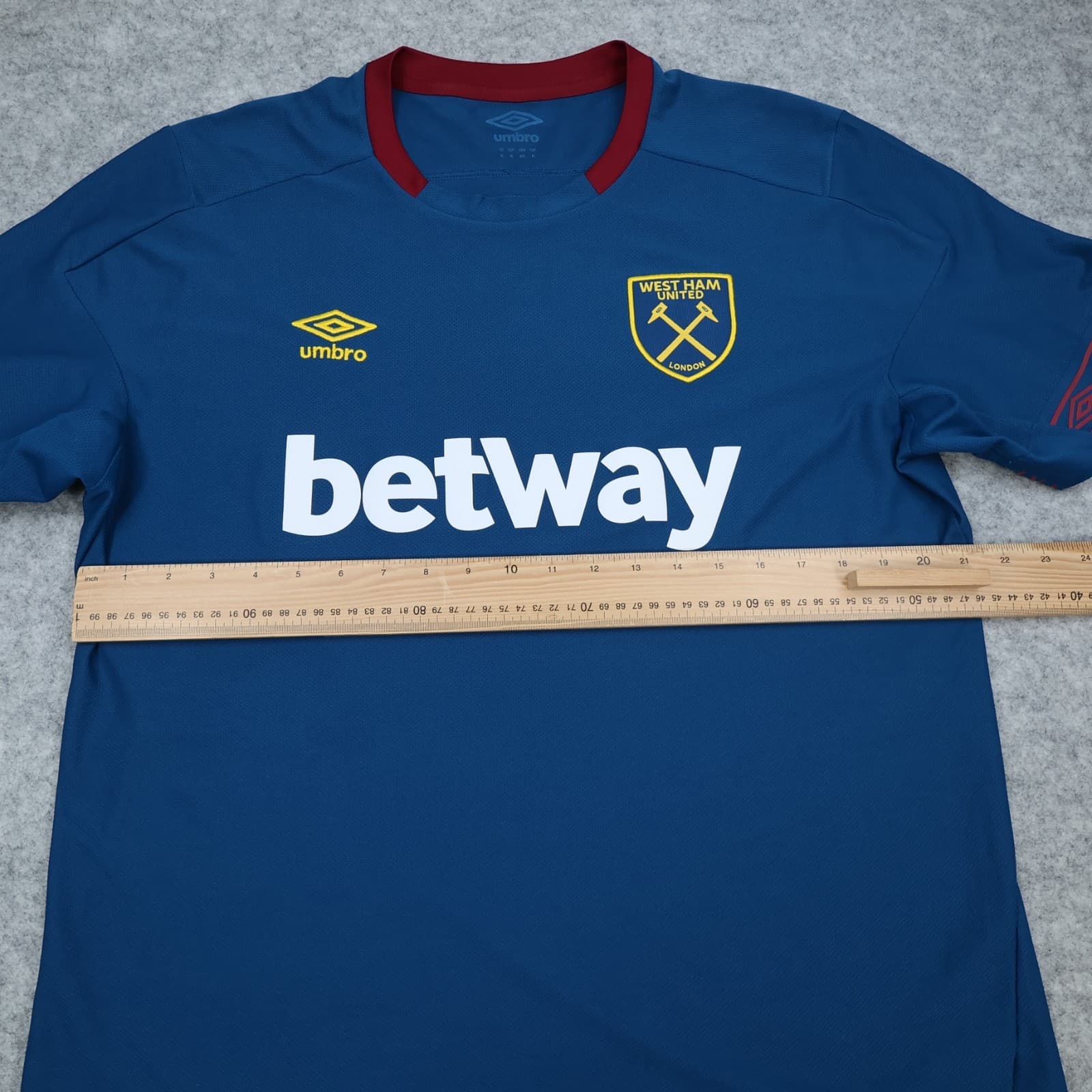 West Ham Shirt Extra Large Blue 2018 2019 Umbro Away Shirt Soccer Jersey photo 9