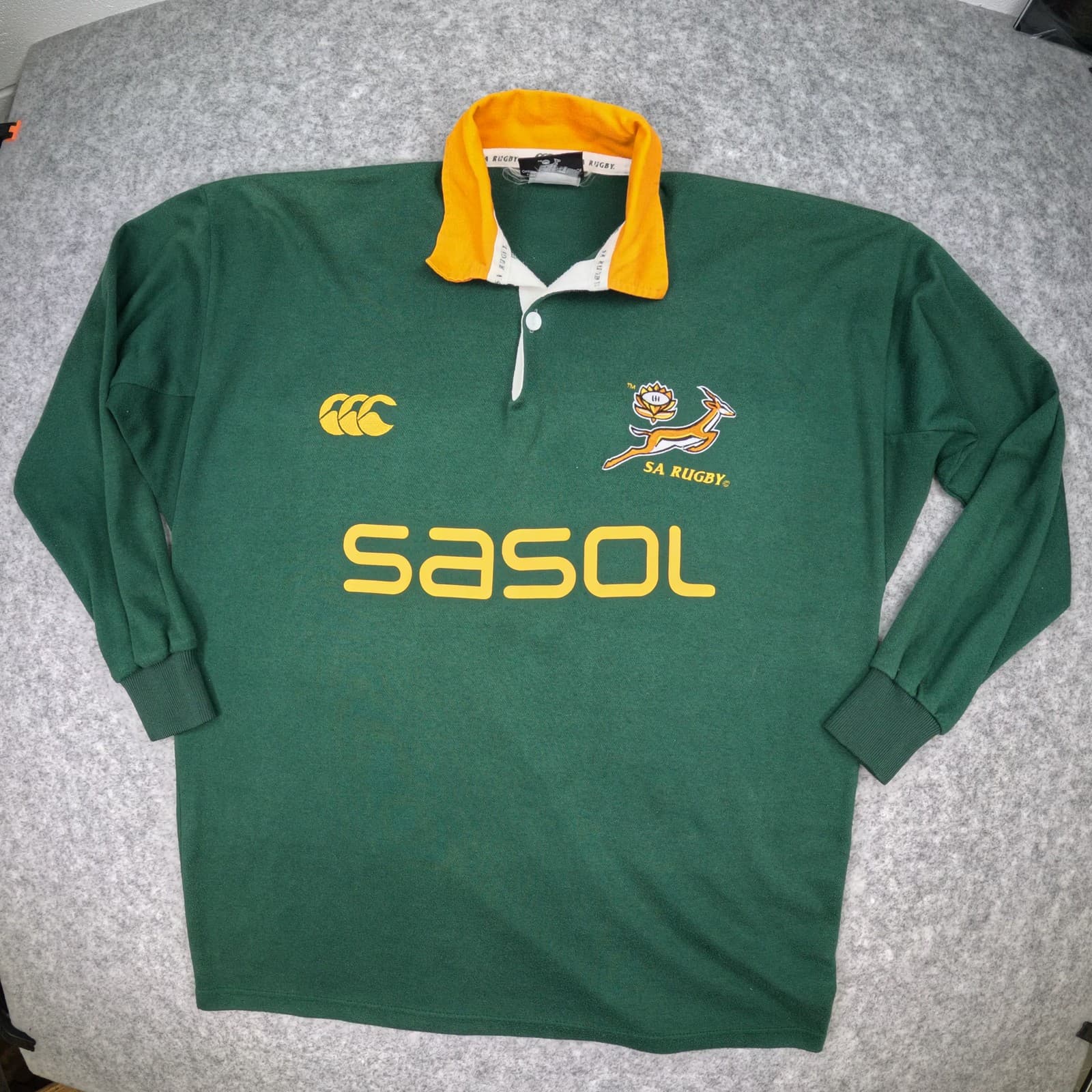 South Africa Rugby Shirt Large Green 2005 2006 Canterbury Long Sleeve Jersey