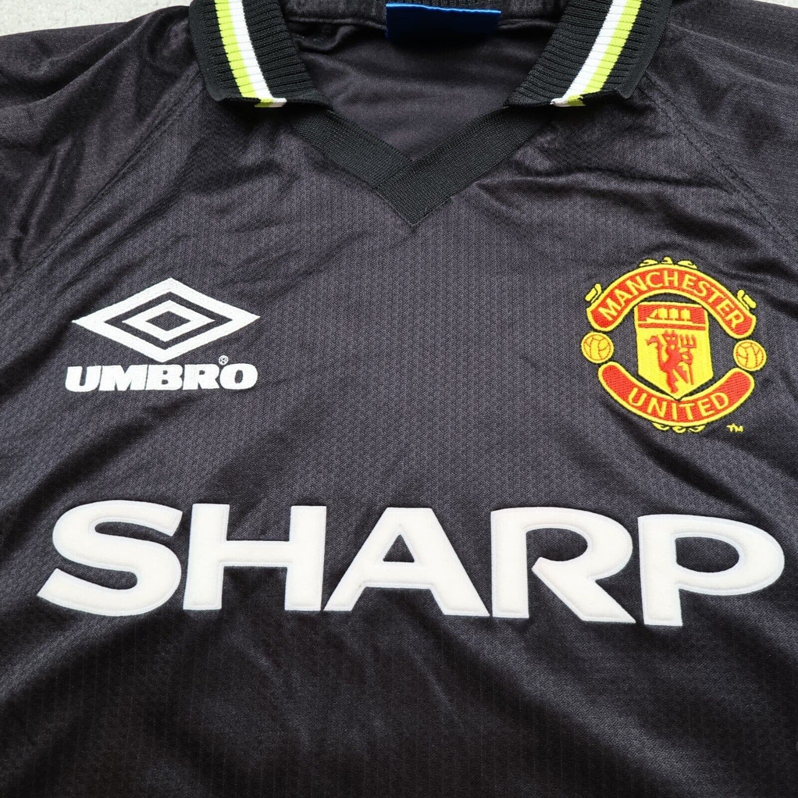Vintage Manchester United Shirt 2XL Black Third Kit 1998 1999 Jersey Solskjaer photo 3