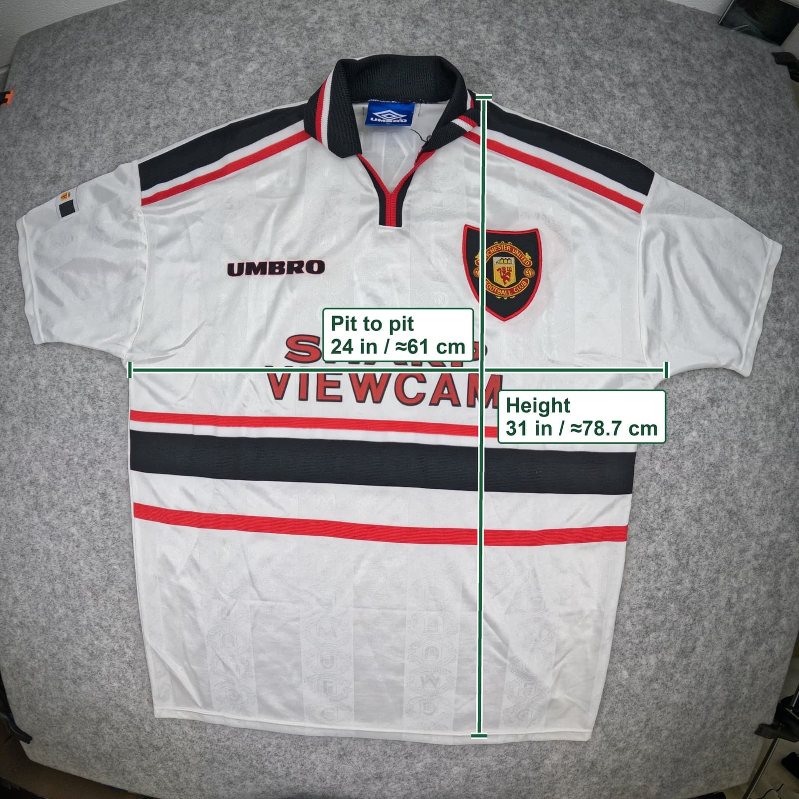 Manchester United Football Shirt Extra Large 1997 99 Umbro David Beckham Jersey photo 3
