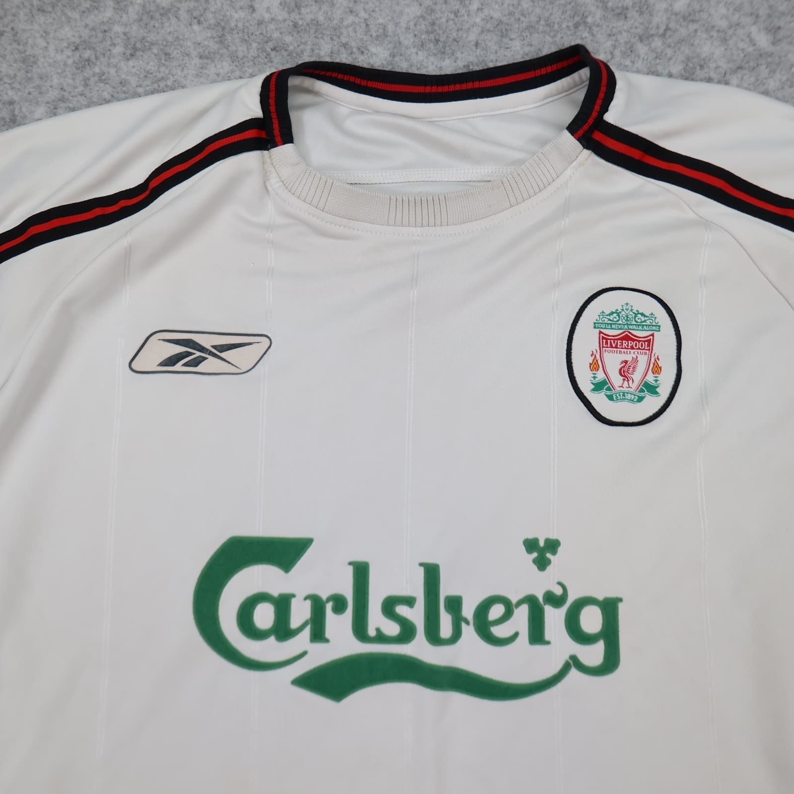 Vintage Liverpool Shirt Large White Away Kit 2003 2004 Reebok 40 42 Jersey photo 3