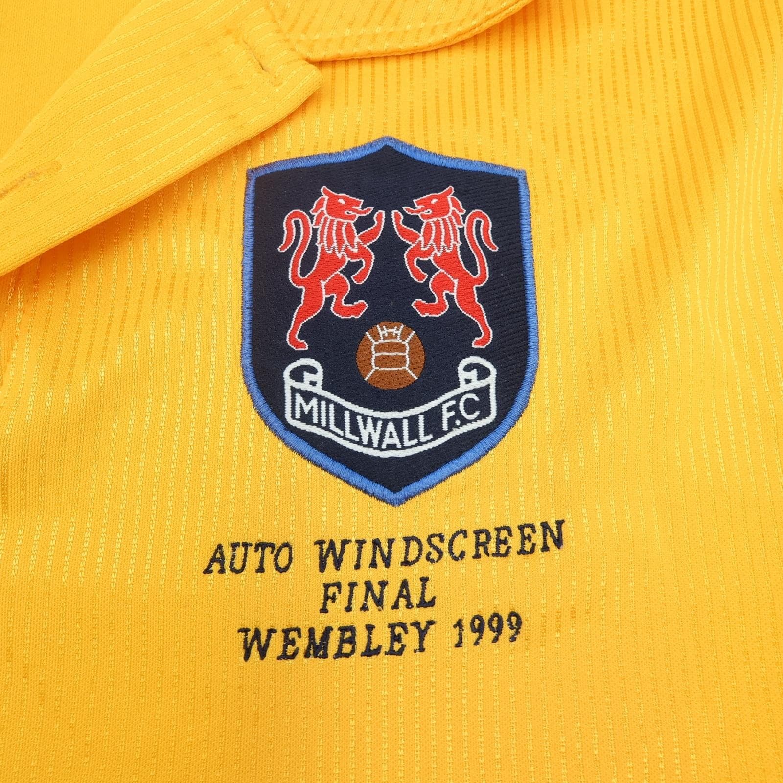 Vintage Millwall Away Shirt Mens 2XL Yellow Asics LIVETV Wembley 1998 1999 photo 5