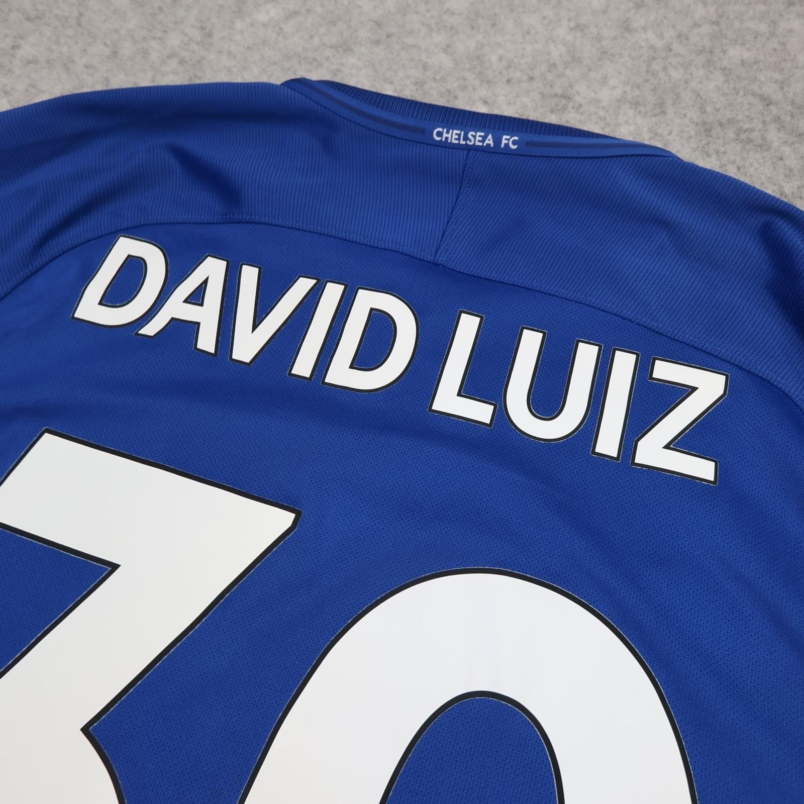 Chelsea Shirt Mens Large Blue Home 2017 2018 Football Nike David Luiz 30 Jersey photo 9