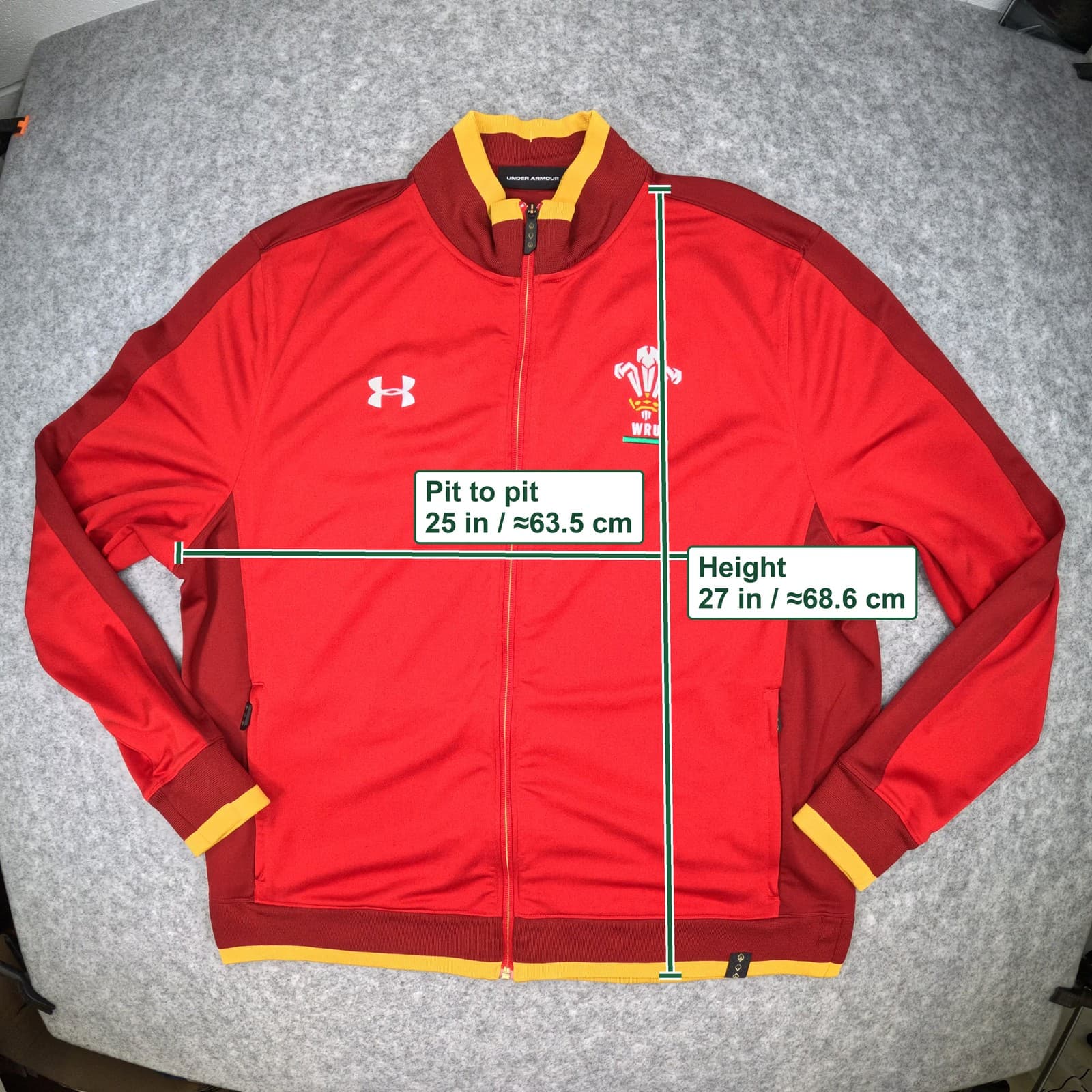 Wales Rugby Track Jacket Extra Large 2015 2016 Red Under Armour Long Sleeve Zip photo 8
