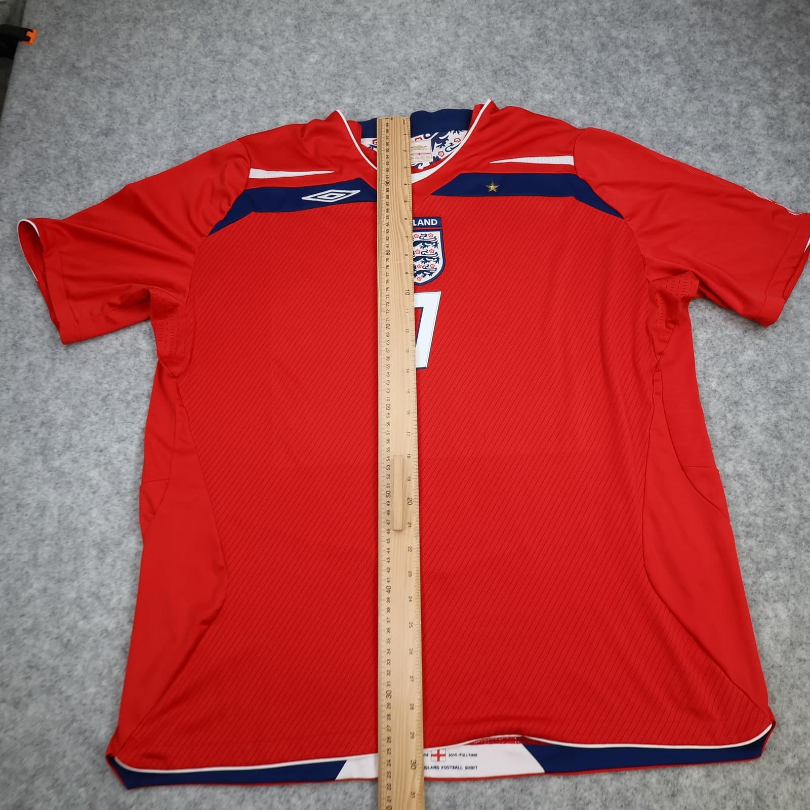 England Away Shirt Mens 2XL Red 2008 2010 Football Umbro Beckham 7 Jersey Top photo 12