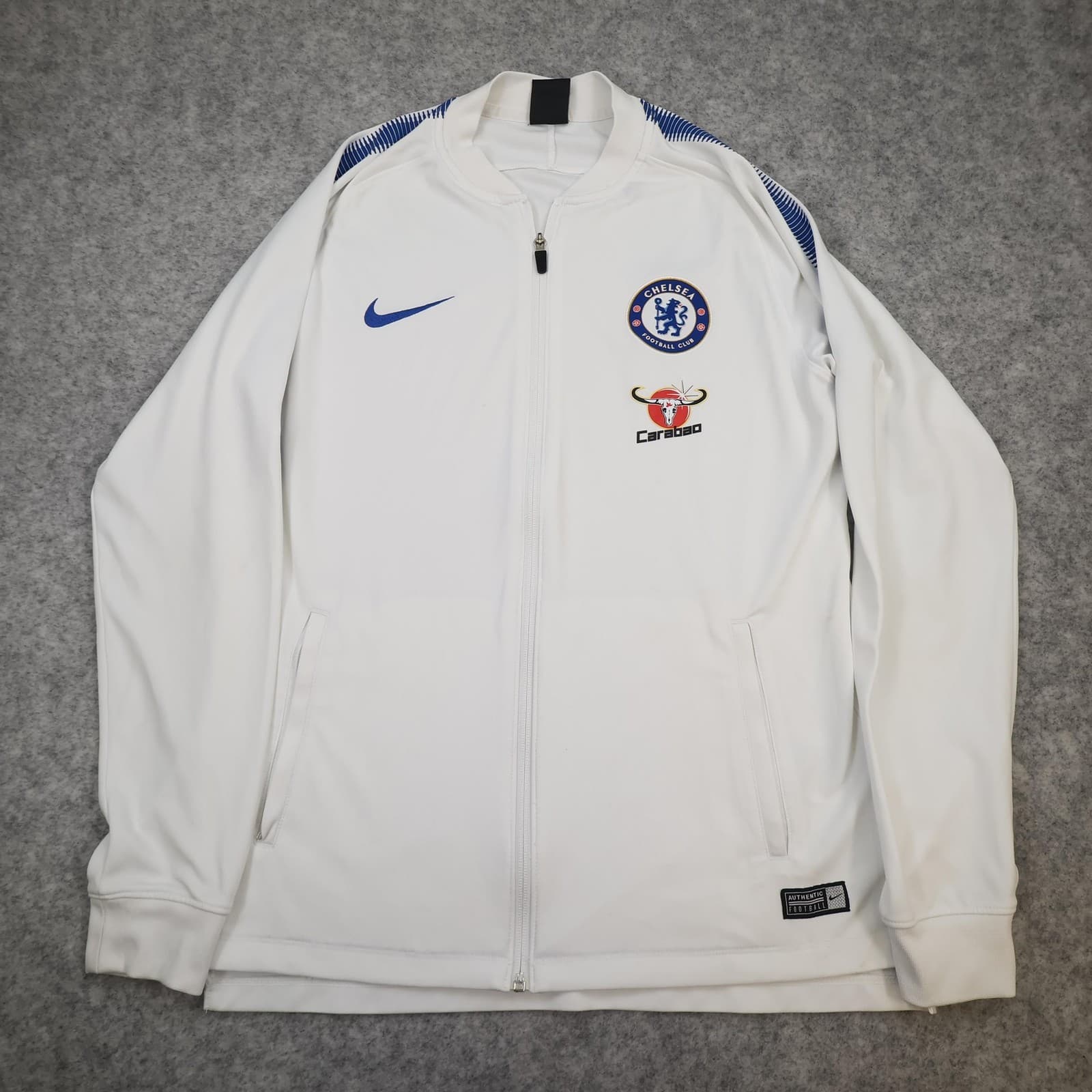 Chelsea FC Jacket Mens Medium White Blue 2017 2018 EPL Football Nike Dri Fit
