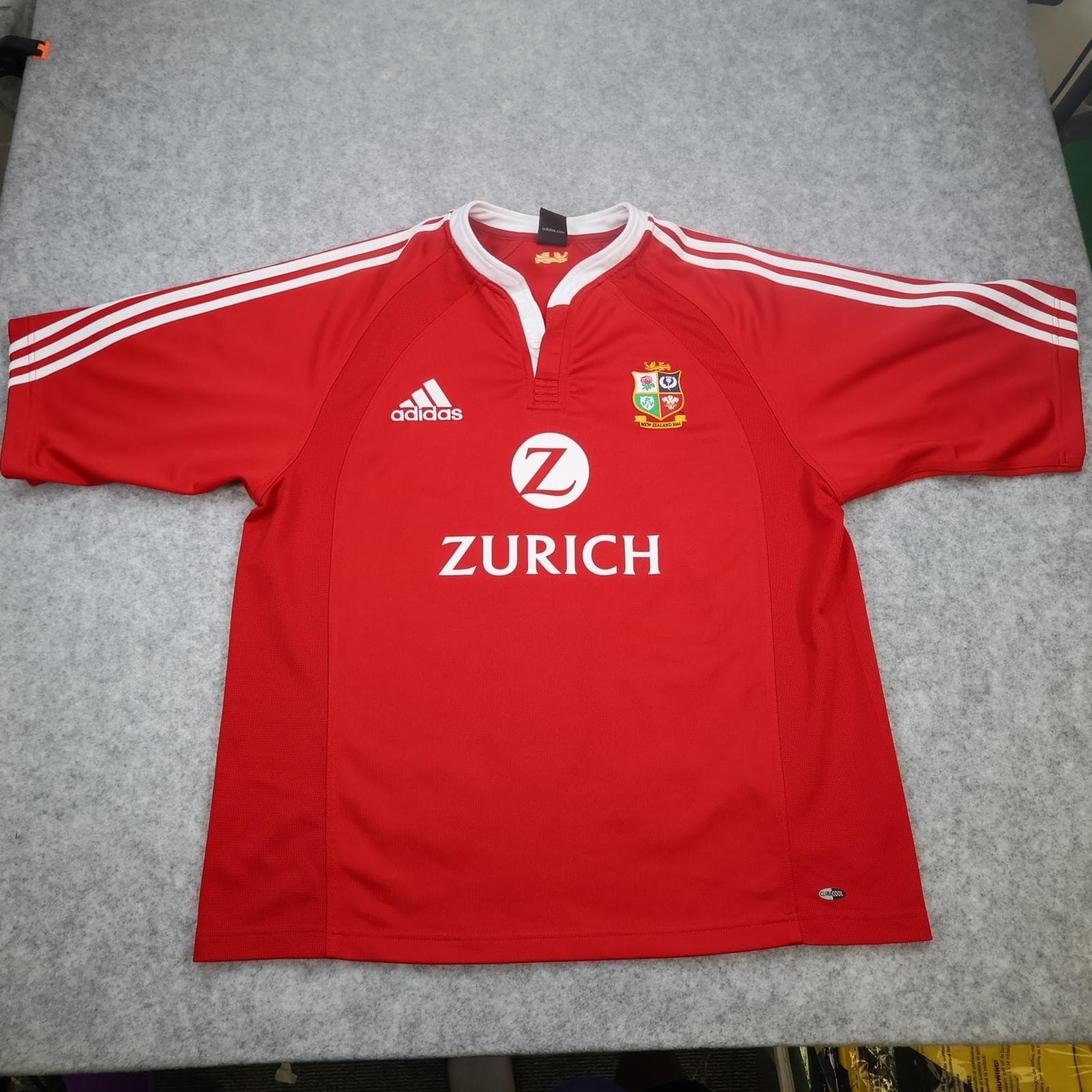 Vintage British Lions Rugby Shirt Mens XL Red Rugby Union Adidas Zurich 2005