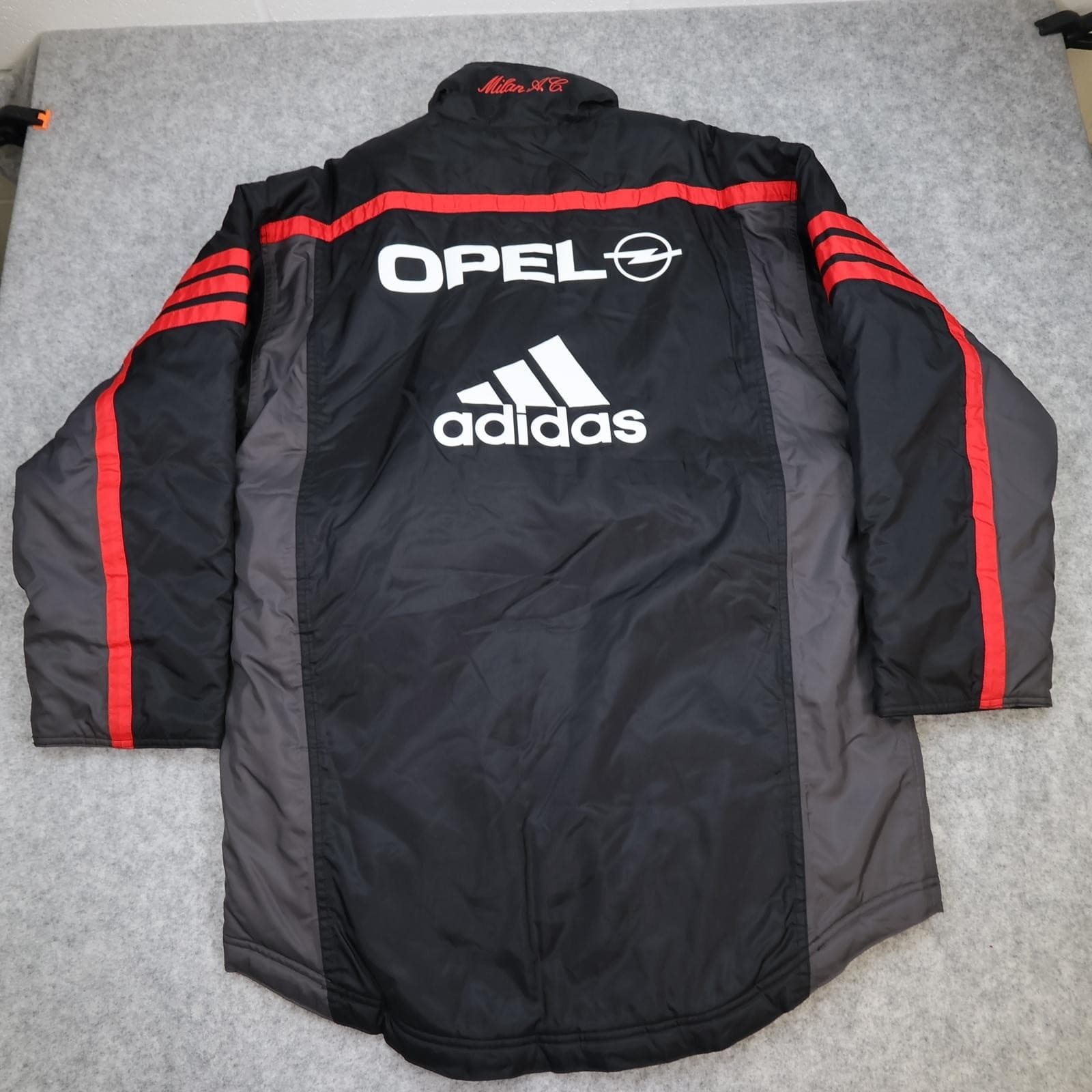 Vintage AC Milan Jacket Mens Medium Black Grey 2000 2001 Adidas Opel Bench Coat photo 2