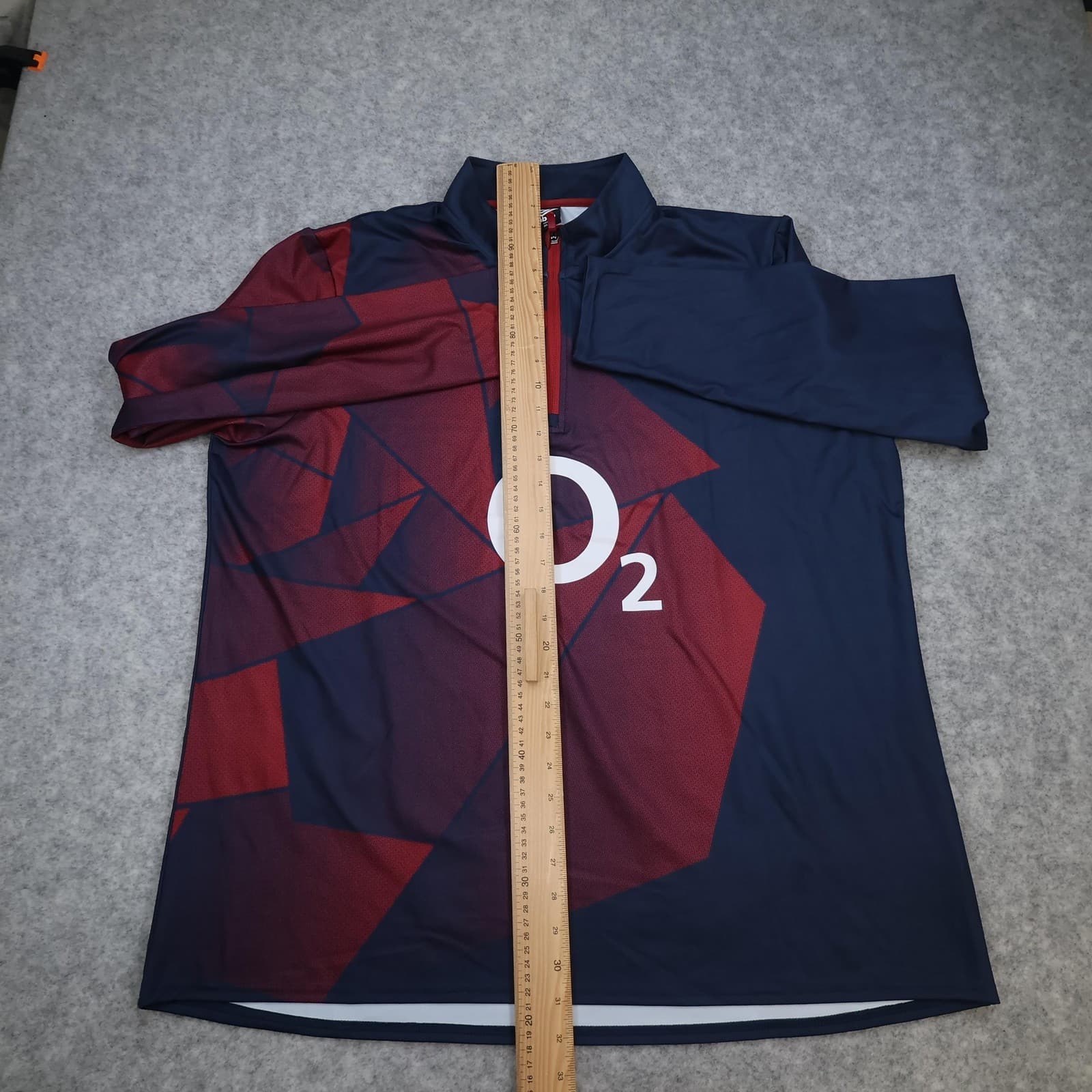 England Rugby Training Shirt Mens 2XL Navy Red Umbro O2 Quarter Zip Top photo 12