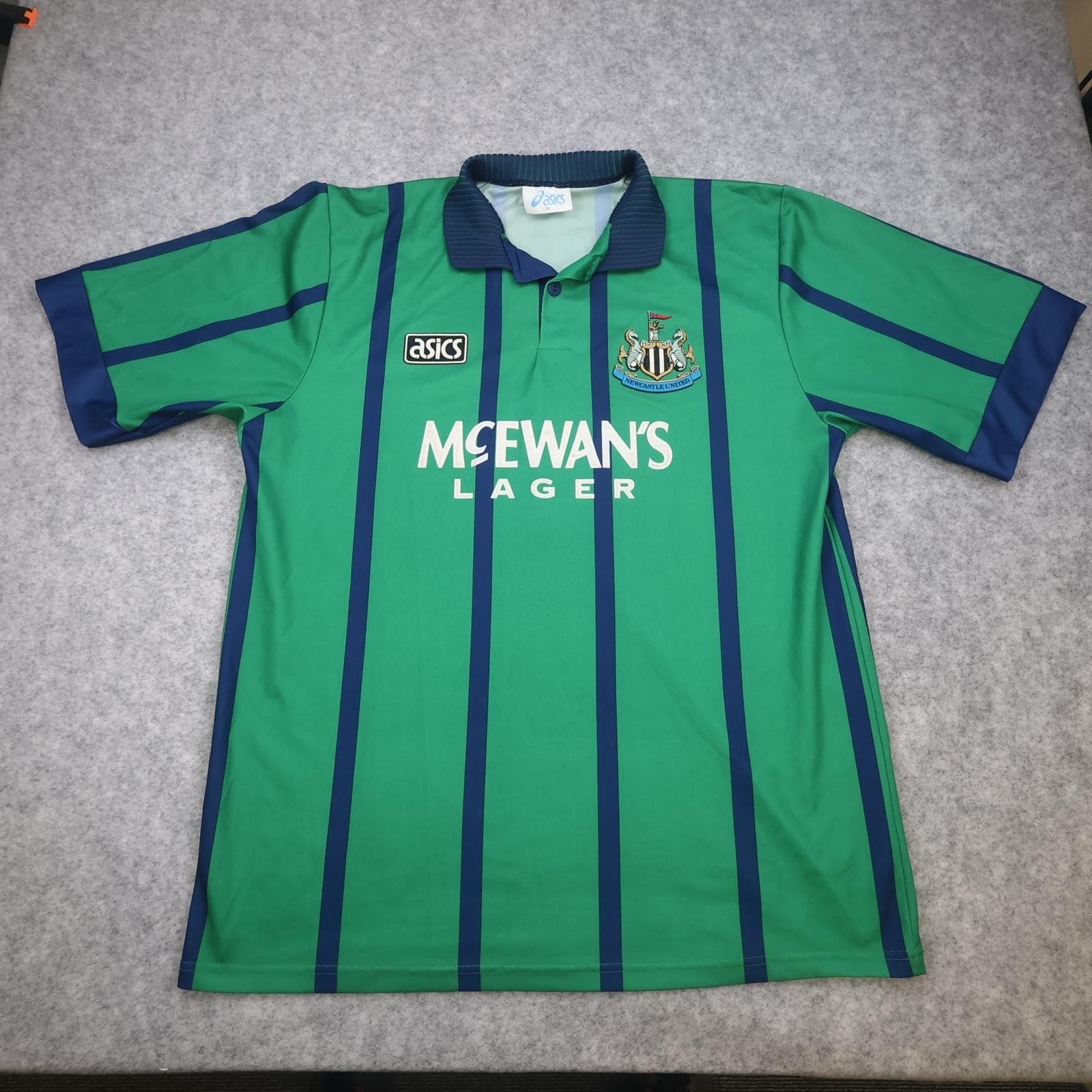Vintage Newcastle United Shirt Mens XL Green Third EPL 1993 1995 Asics Cole 9 photo 2