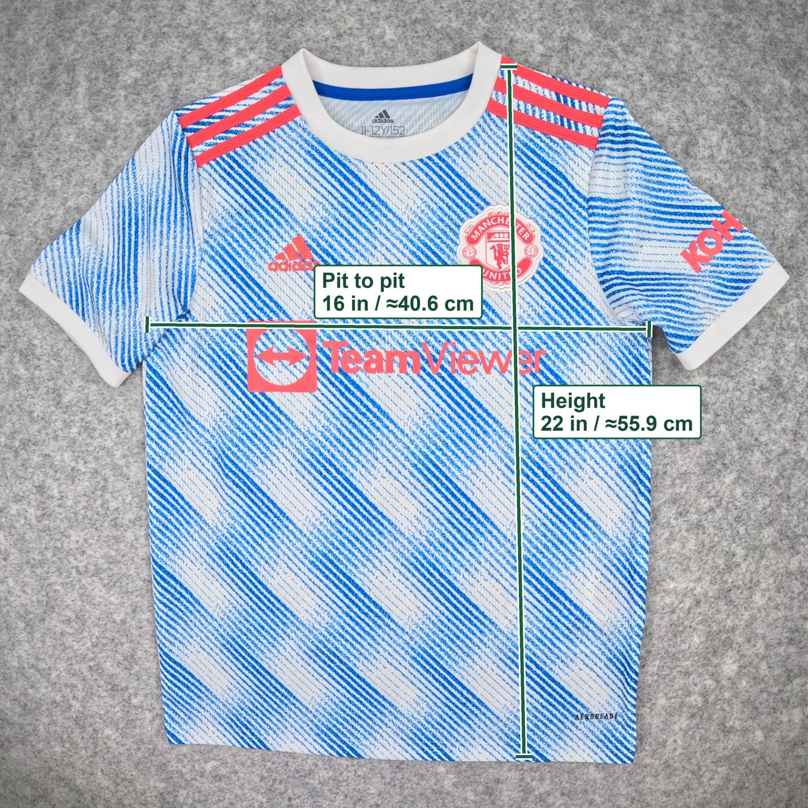 Manchester United Football Shirt 11 12Y Kids White Away 2021 22 adidas Ronaldo 7 photo 3
