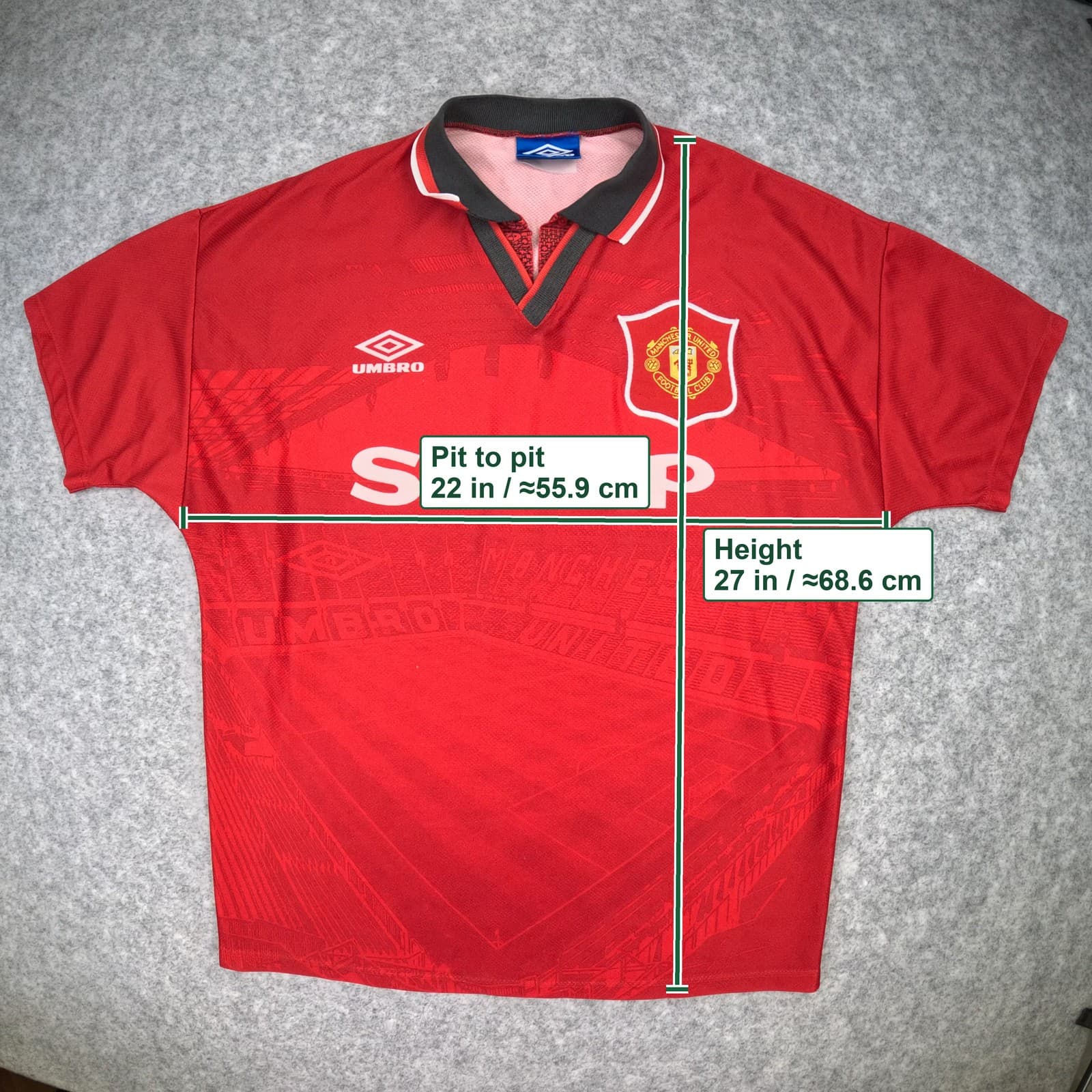 Manchester United Football Shirt Medium Red Home 1994 96 Umbro Beckham 24 photo 2