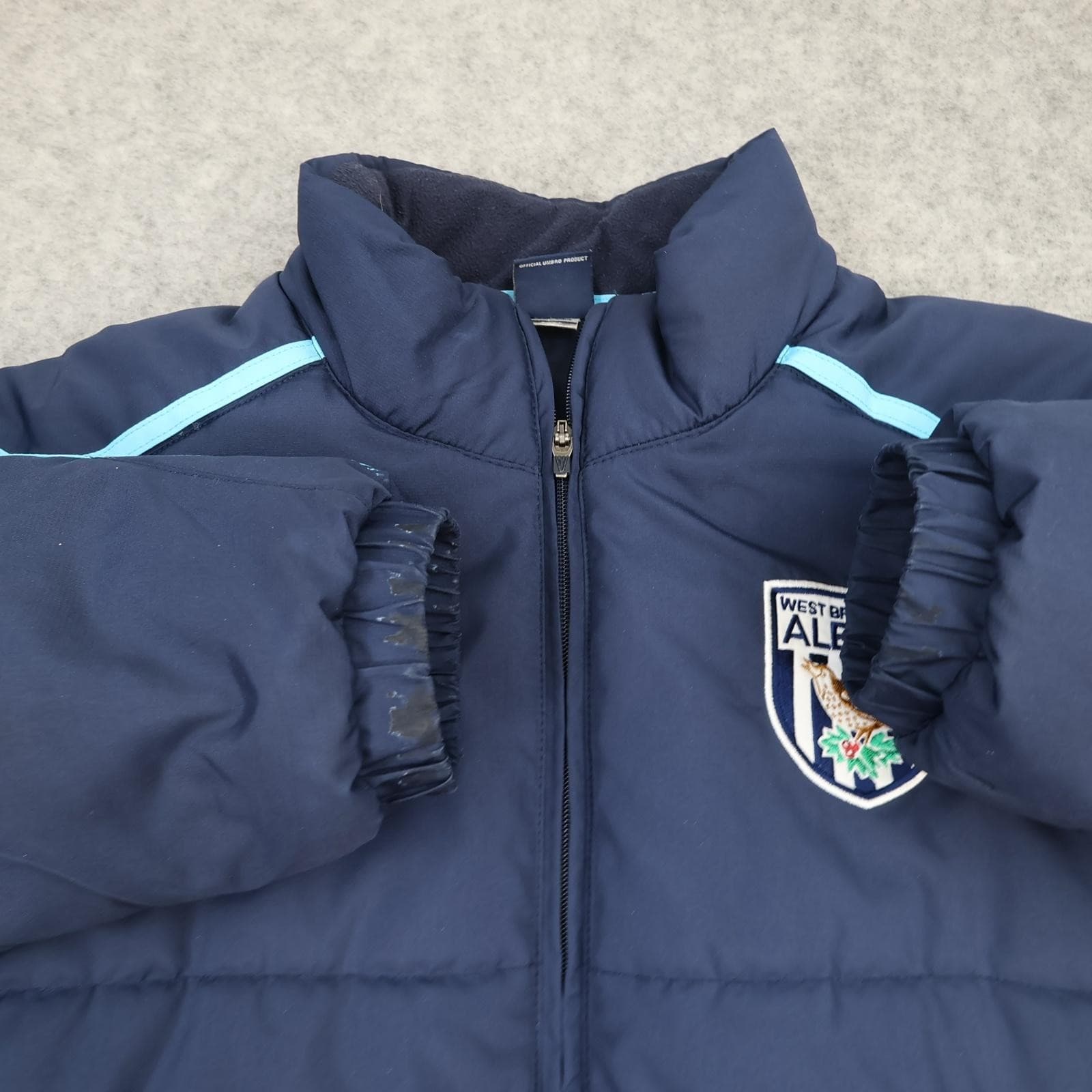 West Bromwich Albion Jacket Mens Large Navy EPL Football Umbro Padded Coat photo 14