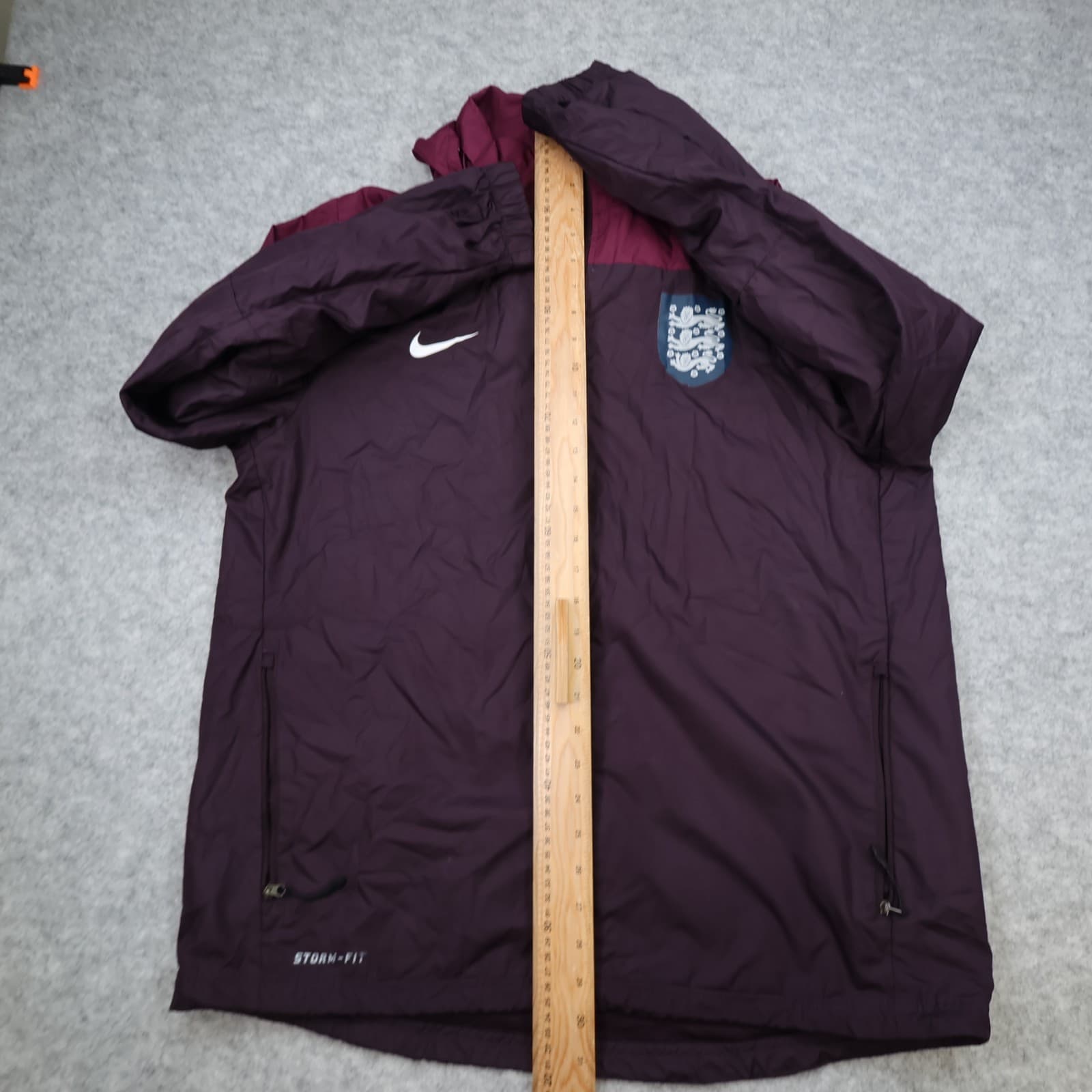 England Football Jacket Large Burgundy Coat Training 2014 2015 Storm Fit Hooded photo 11