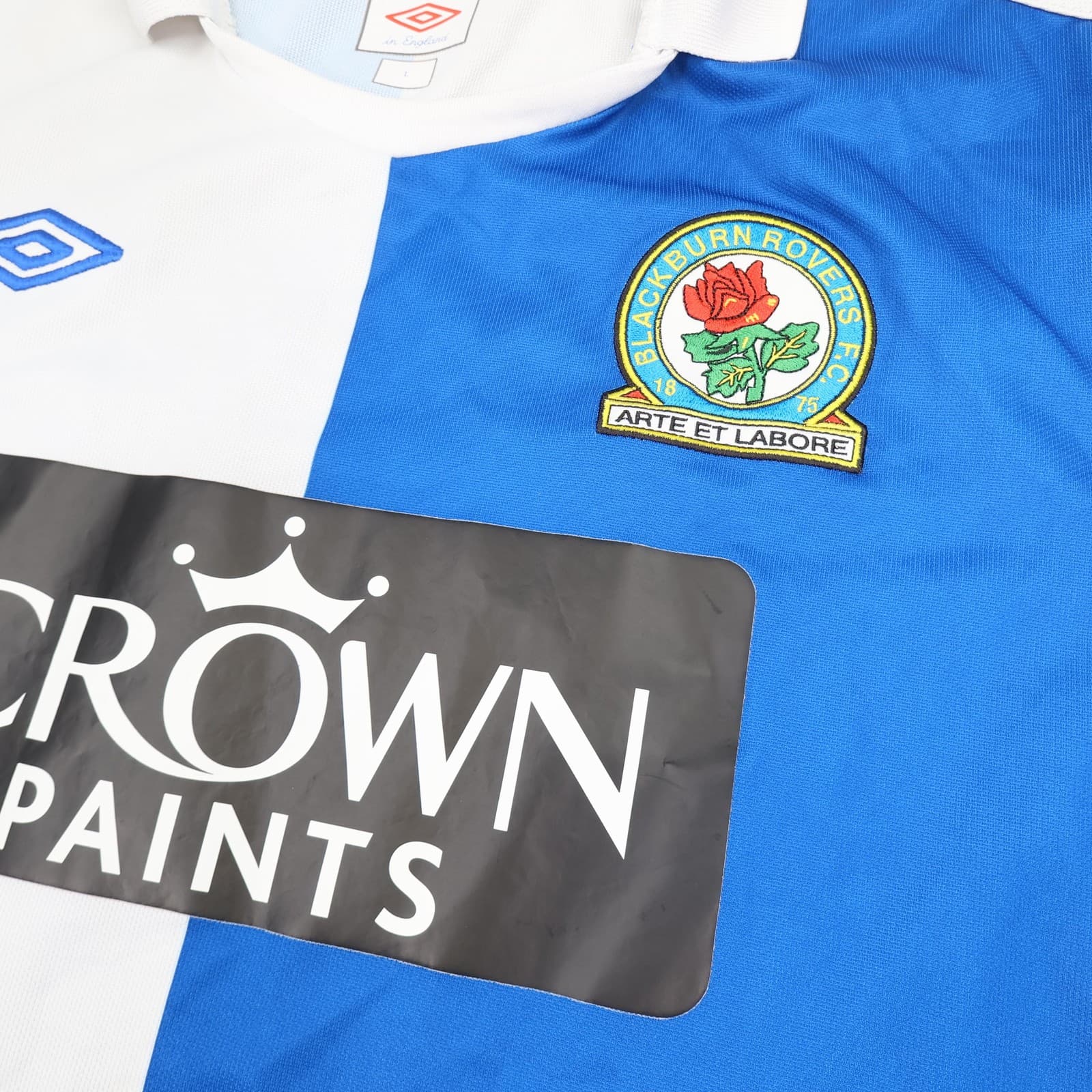Blackburn Rovers Shirt Mens Large Blue White Home 2009 2010 Umbro Crown Paints photo 4