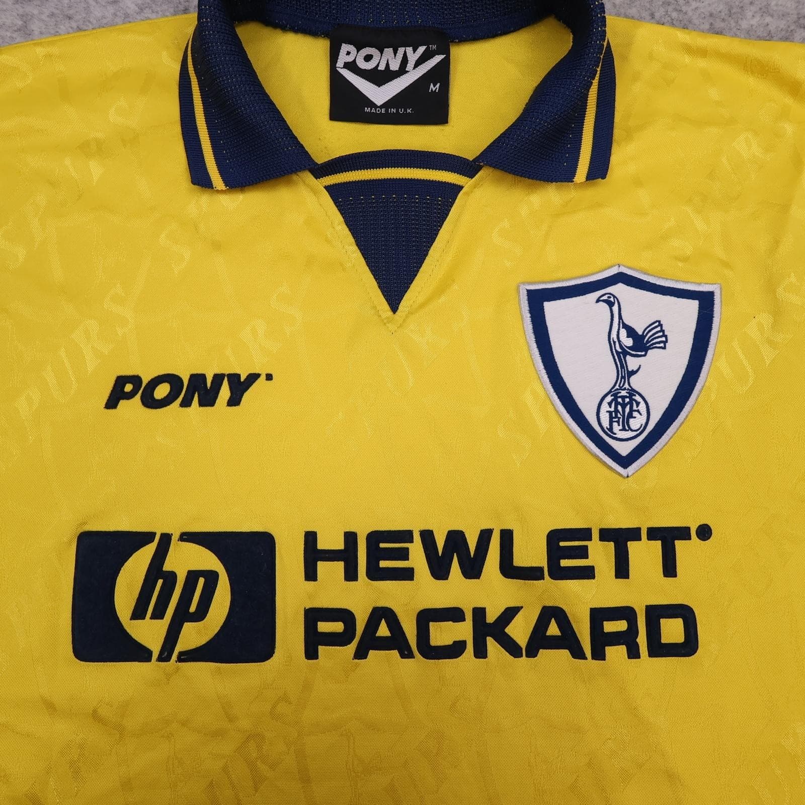 Vintage Tottenham Hotspur Shirt Mens Medium Yellow Away 1995 1997 Pony HP photo 3