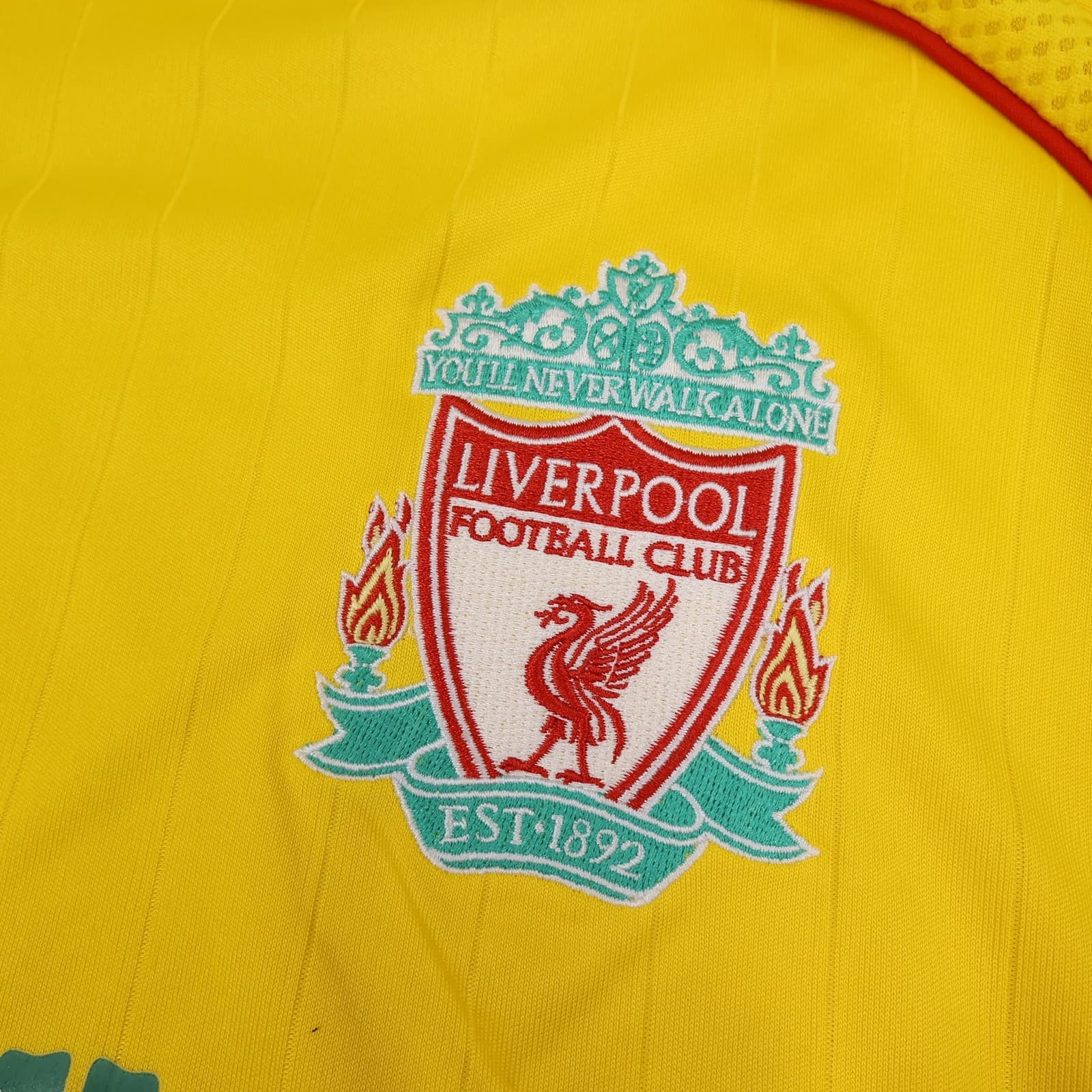 Liverpool Shirt Mens XL Yellow Away Kit 2006 2007 Adidas Gerrard 8 Soccer Jersey photo 6