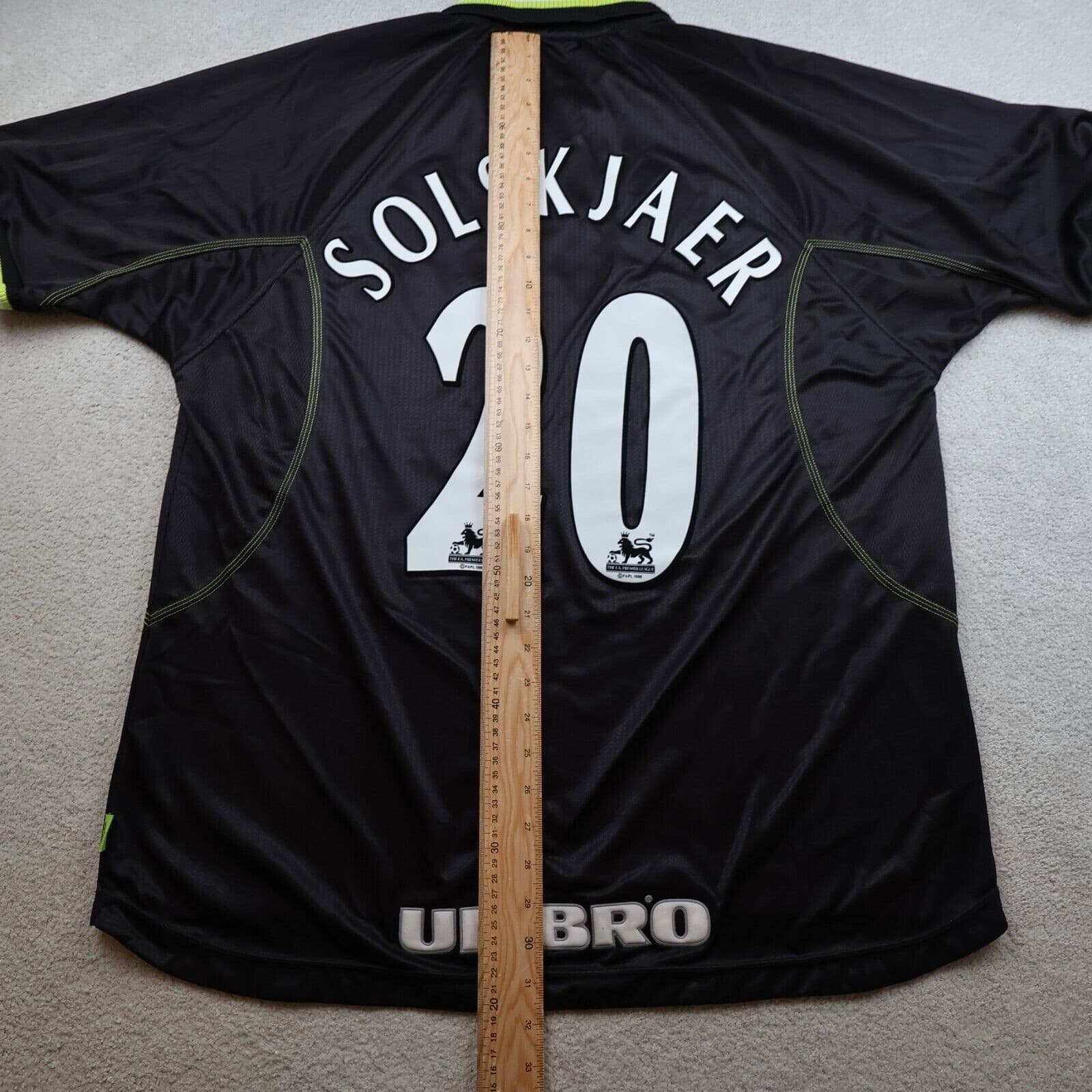 Vintage Manchester United Shirt 2XL Black Third Kit 1998 1999 Jersey Solskjaer photo 11