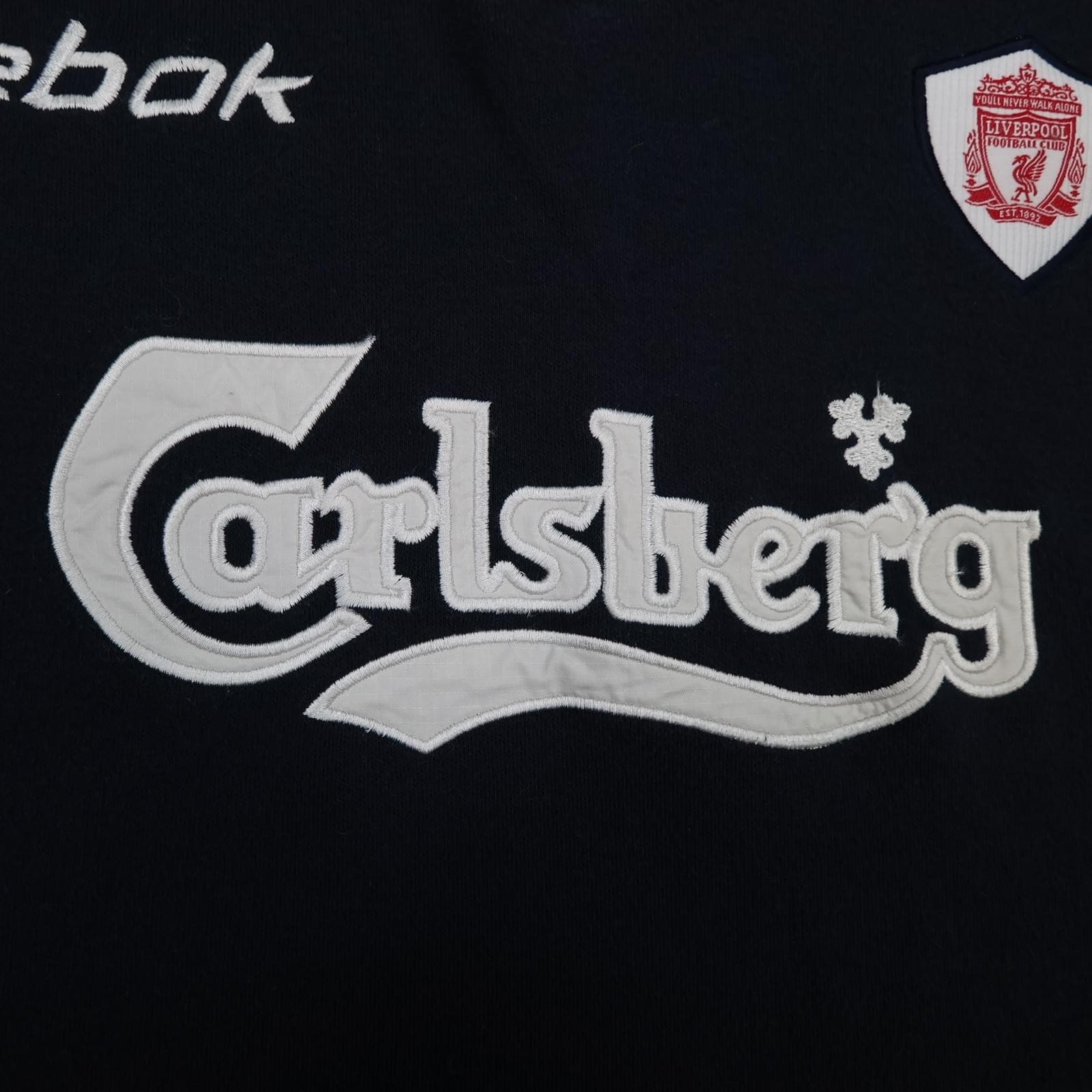 Vintage Liverpool Training Drill Top Mens Small Blue Football Reebok Carlsberg photo 5