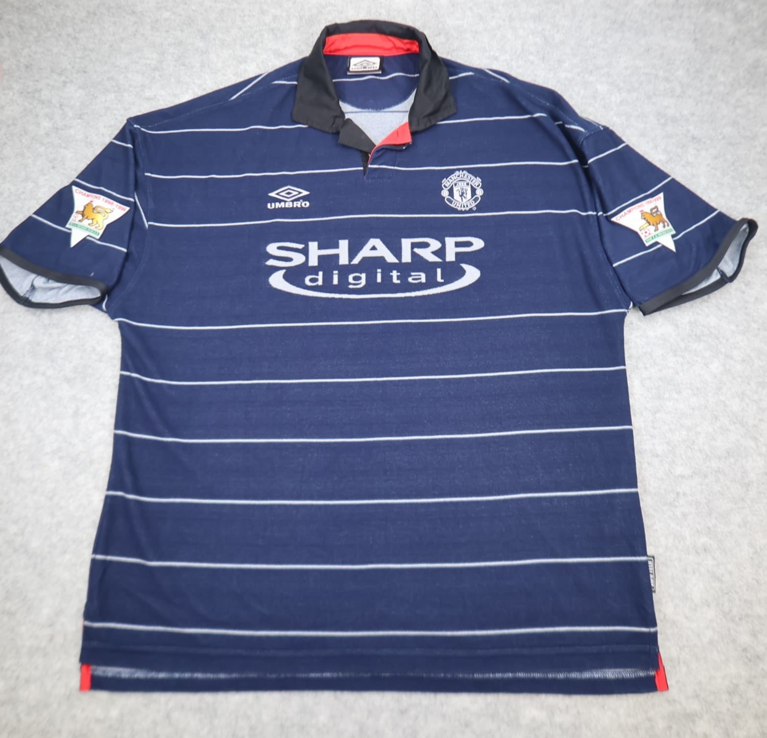 Manchester United Shirt 2XL Blue Away 1999 2000  Umbro David Beckham Jersey photo 2