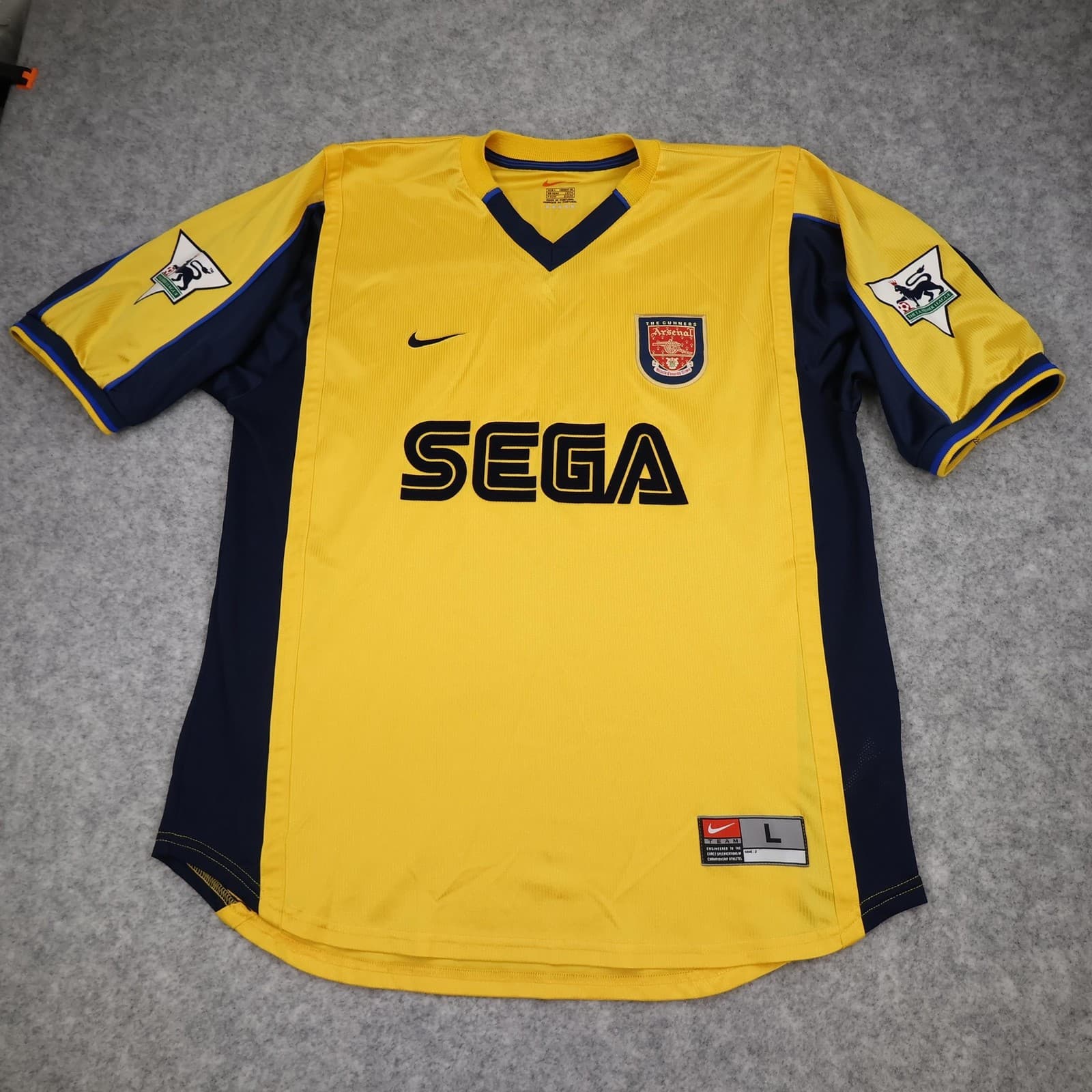 Vintage Arsenal Shirt Mens Large Yellow Away 1999 2001 Nike SEGA Henry Jersey photo 2