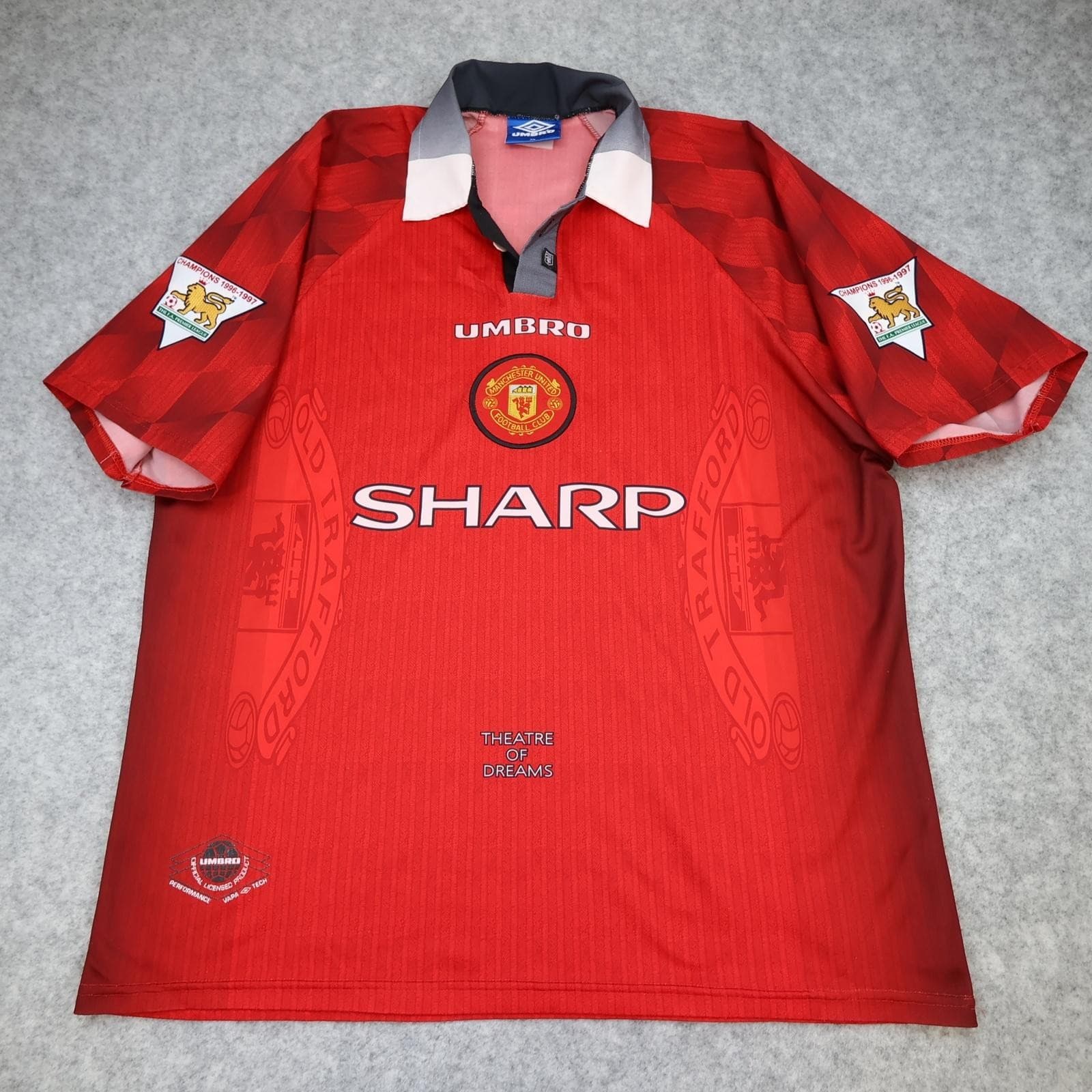 Vintage Manchester United Shirt Mens XL Red Home 1996 98 Umbro Cantona 7 Jersey photo 2
