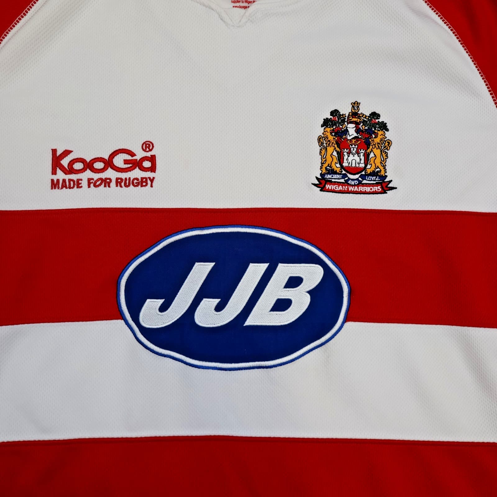 Wigan Warriors Rugby Shirt Large Red Striped Jersey 2013 2014 Kooga Jersey 44" photo 3