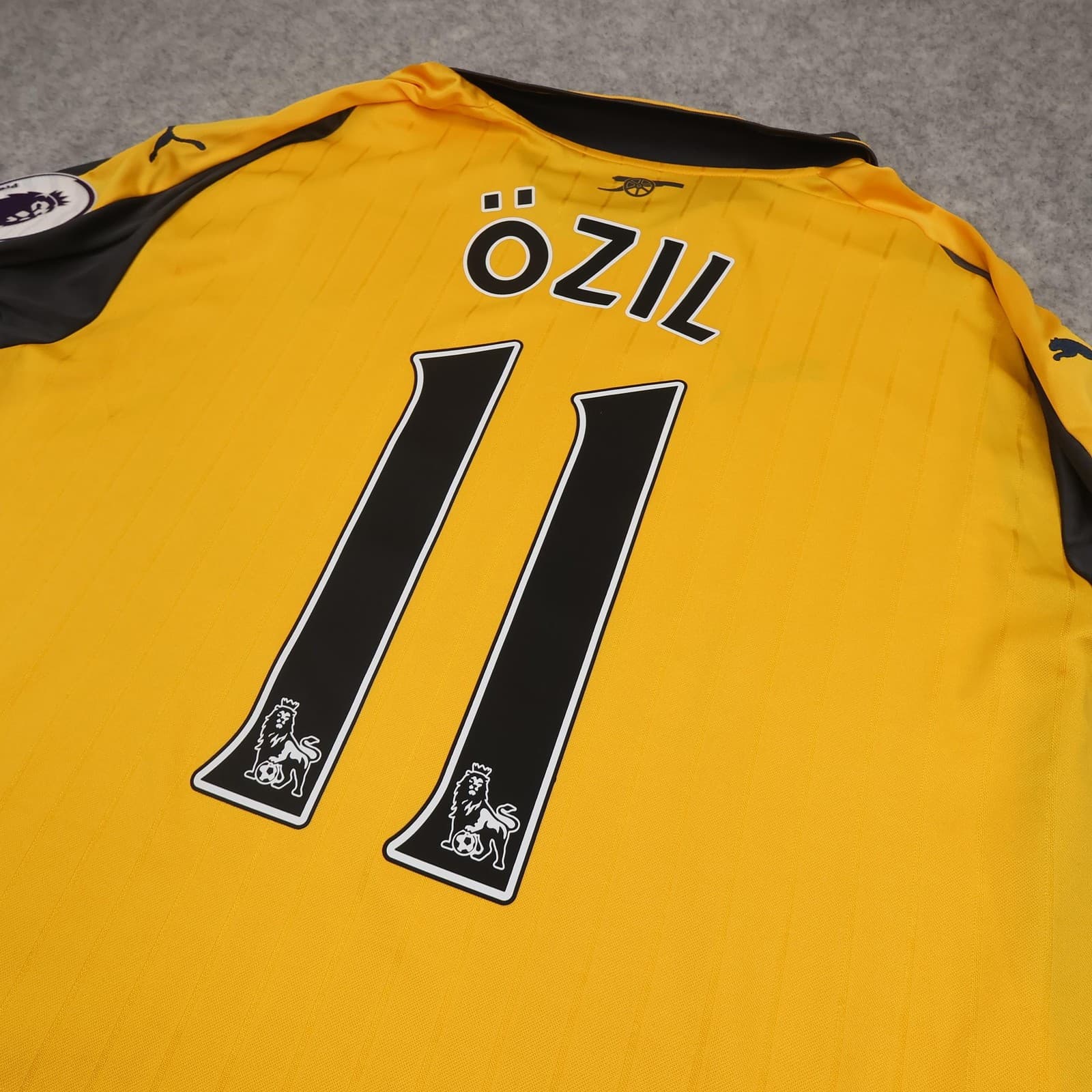Arsenal Away Shirt Mens Large Yellow 2016 2017 EPL Football Puma Ozil 11 Jersey photo 10