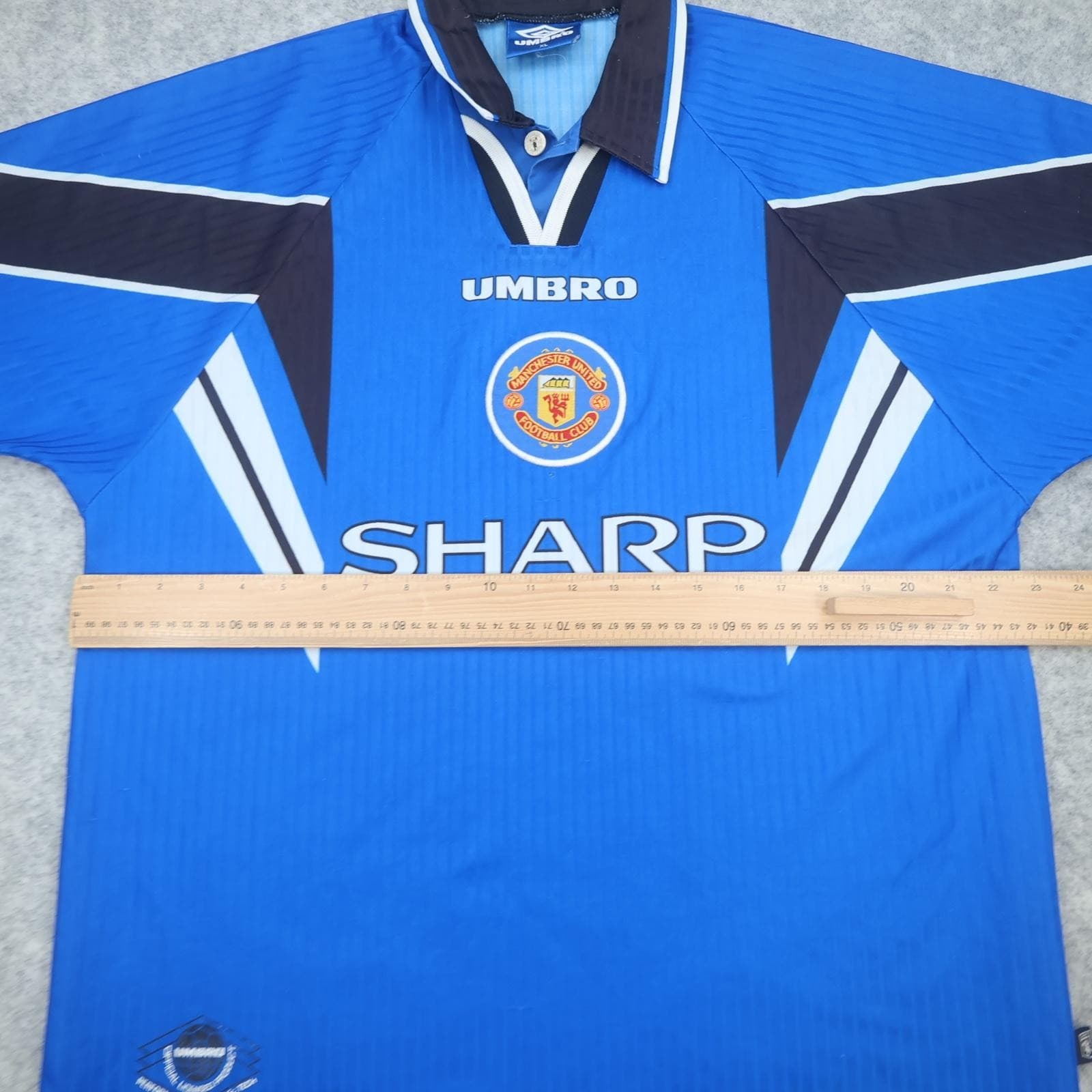 Vintage Manchester United Shirt Mens XL Blue EPL 1996 1998 Umbro Sharp 90s photo 11