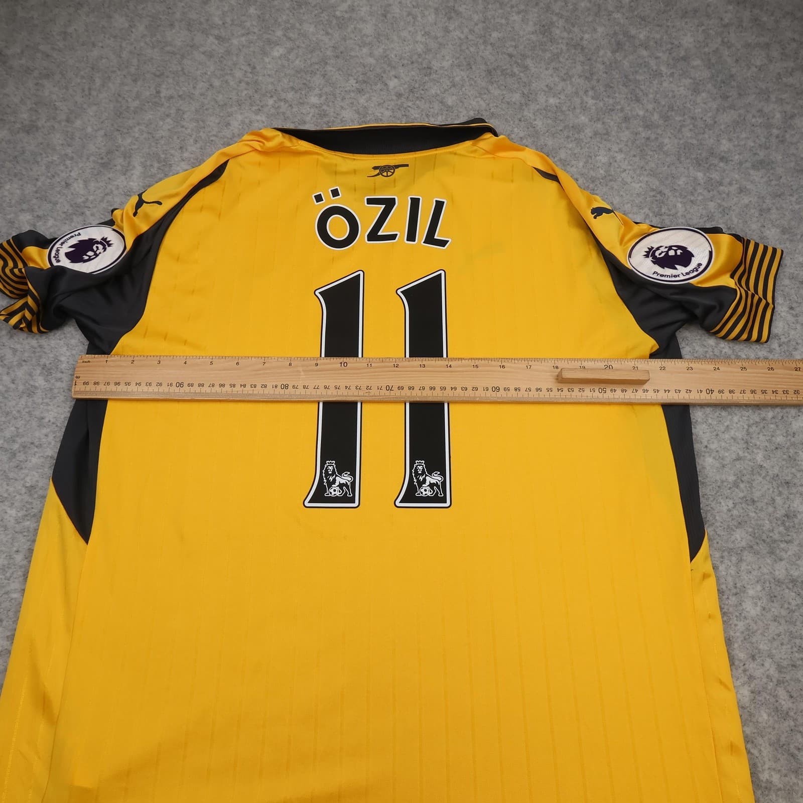 Arsenal Away Shirt Mens Large Yellow 2016 2017 EPL Football Puma Ozil 11 Jersey photo 11