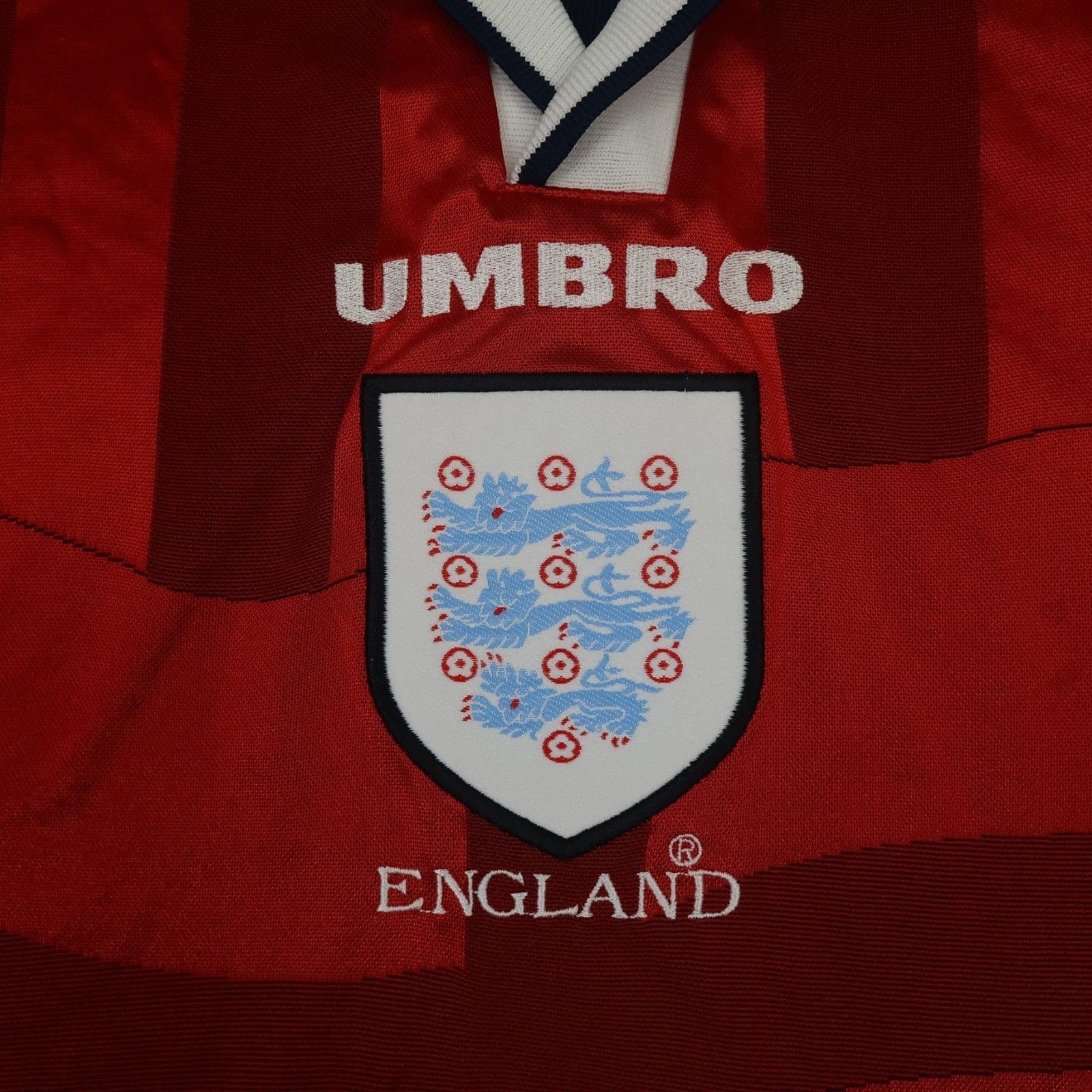 Vintage England Football Shirt Extra Large Red Away Kit Umbro 1997 1999 Jersey photo 3
